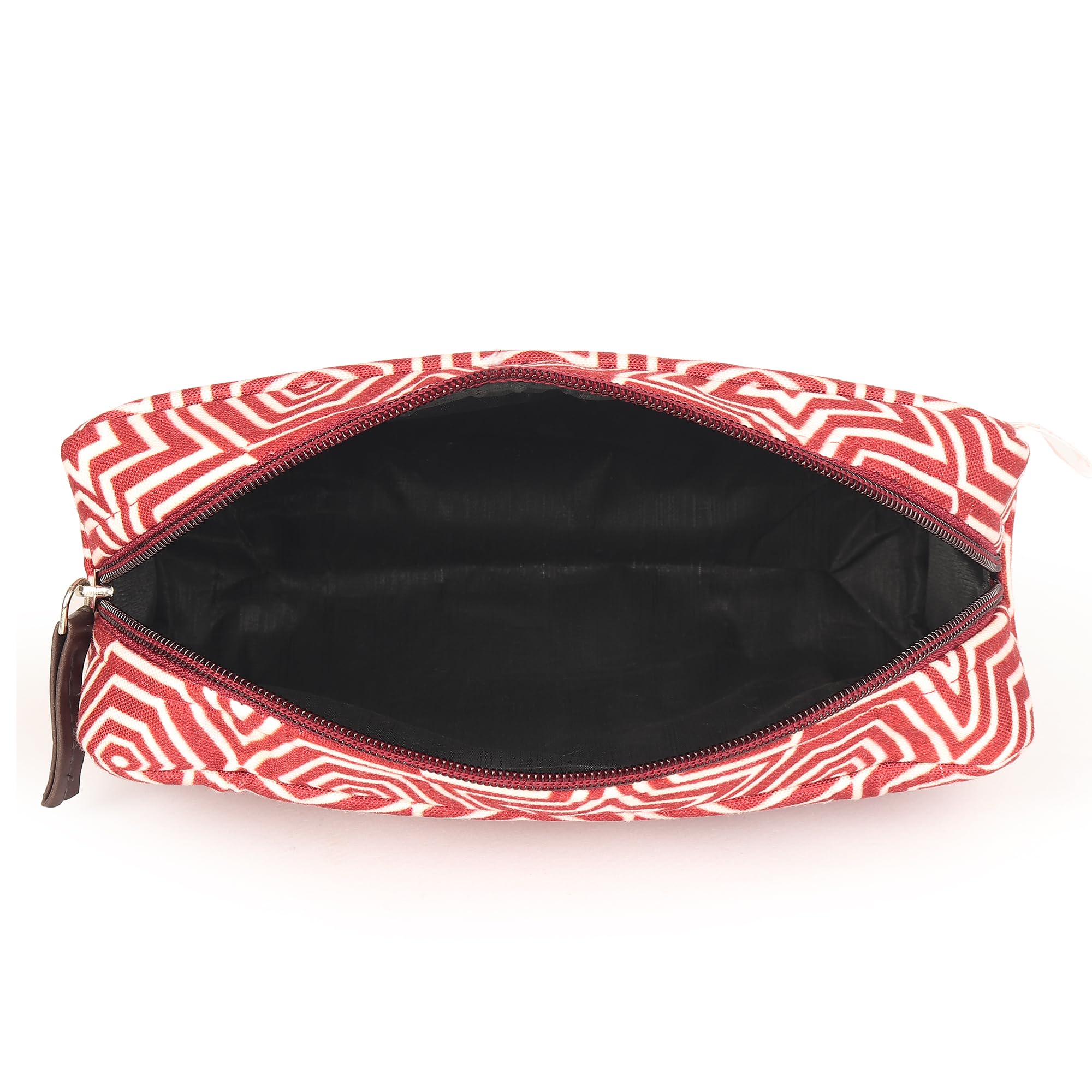 Stylish Geometric Print Makeup Pouch for Women - Cosmetic Organizer, Travel Toiletry Bag & Utility Pouch (Red) - Perfect for Travel, Gym & Everyday Essentials Storage