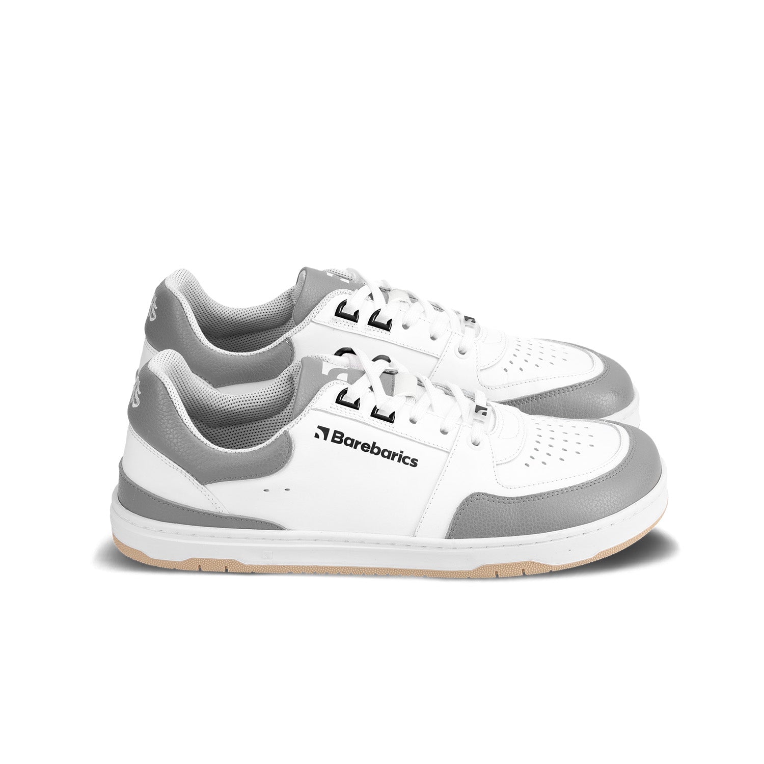 Barefoot Sneakers Barebarics Wave - White & Grey Minimalist Shoes for Men & Women | Lightweight & Flexible for Running, Walking & Gym Workouts