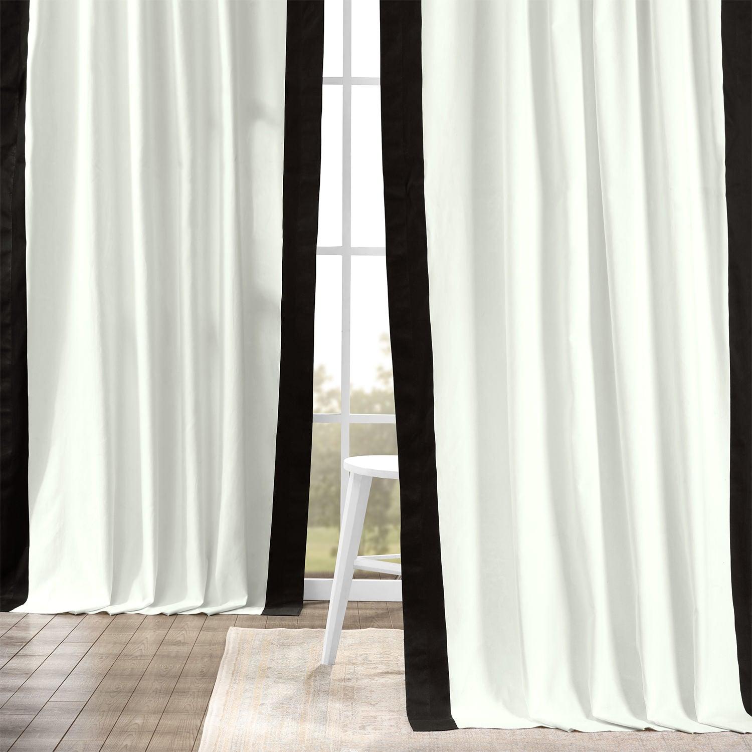 Custom Printed Cotton Curtain with Black Border - Fresh Popcorn Design | Elegant Home Decor for Living Room & Bedroom