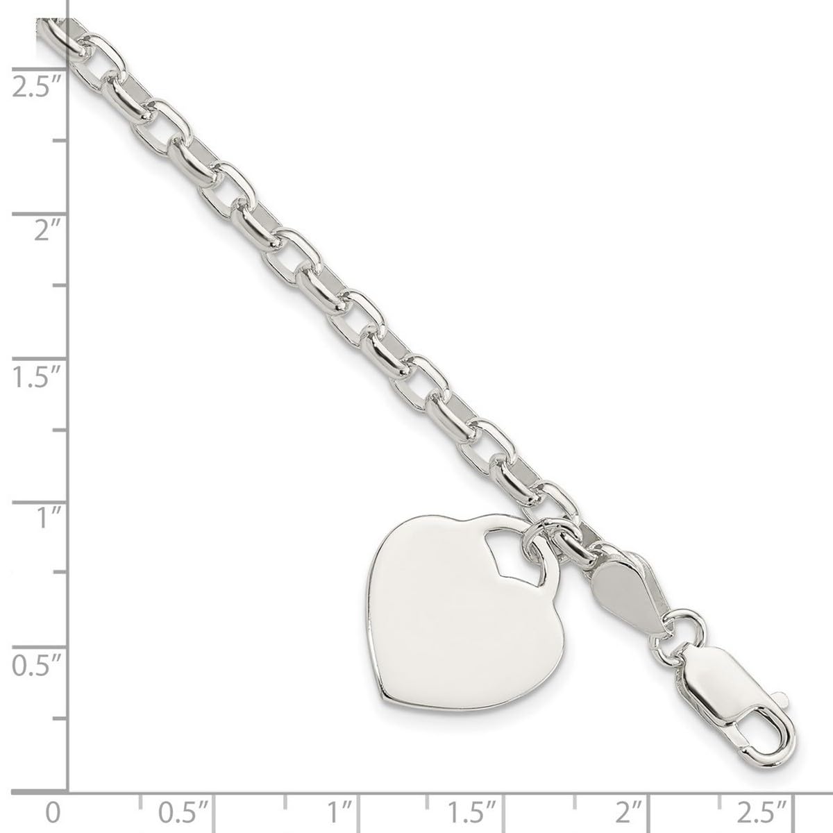 925 Sterling Silver Heart Charm Bracelet for Women - 1.9mm Polished Love Heart with Lobster Claw Closure, 8.5 Inch Adjustable | Perfect for Valentine's Day Gifts, Anniversary Presents & Everyday Elegant Wear