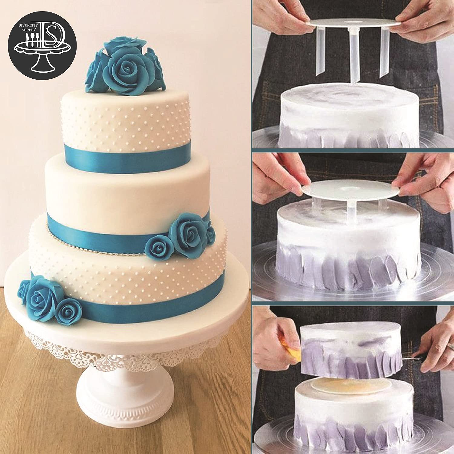 Sturdy Cake Dowels & Plastic Scraper Set for Tiered Wedding Cakes - Essential Baking Tools for Professional Cake Decorating and Stability