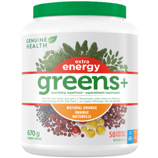 Genuine Health Greens+ Extra Energy Orange Powder 670g | Superfood Supplement for Immune Support & Energy Boost | Perfect for Smoothies, Juices & Daily Wellness