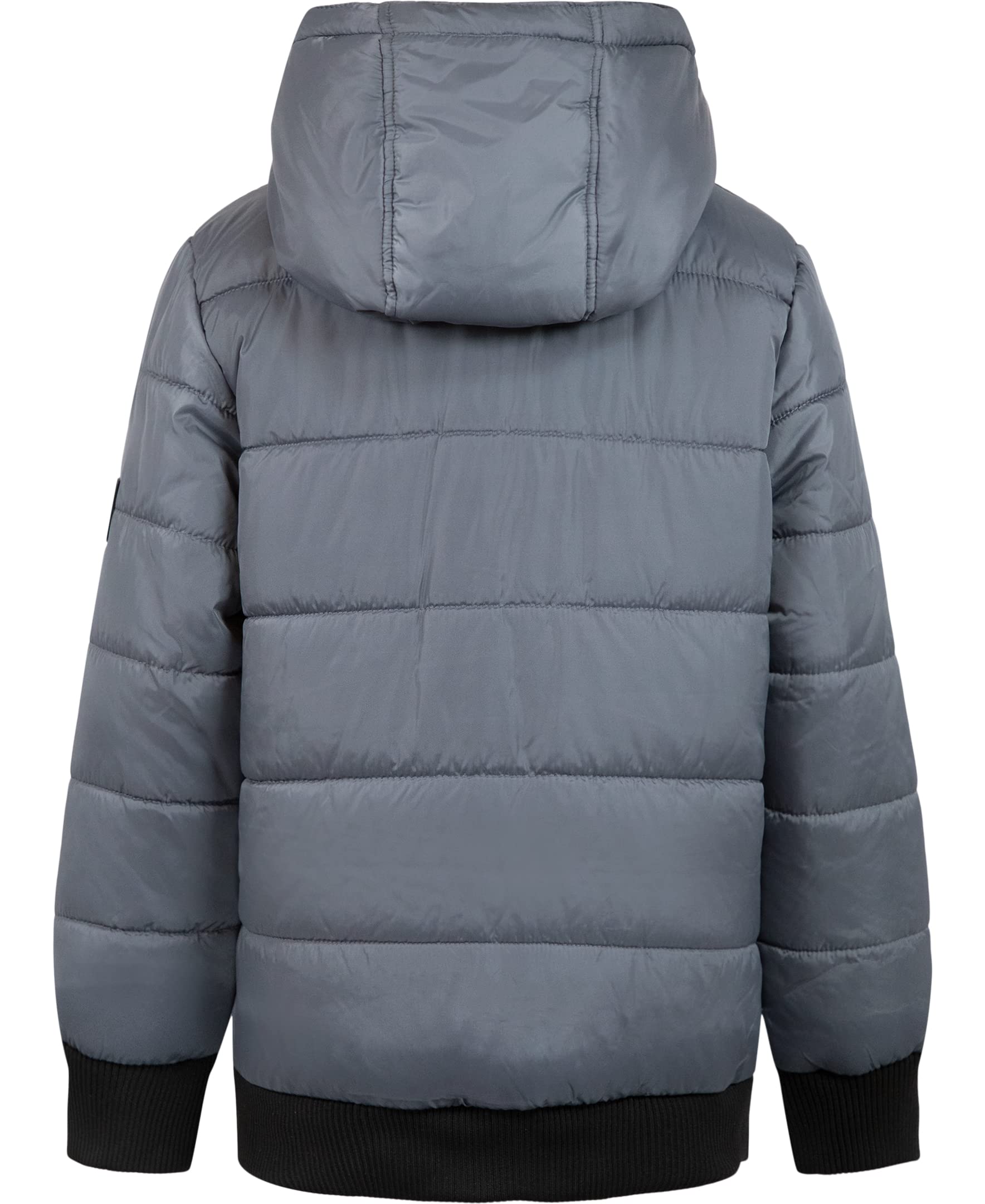Calvin Klein Boys' Heavyweight Hooded Bubble Jacket with Polar Fleece Lining - Warm Winter Coat for Kids Outdoor Activities, School & Play