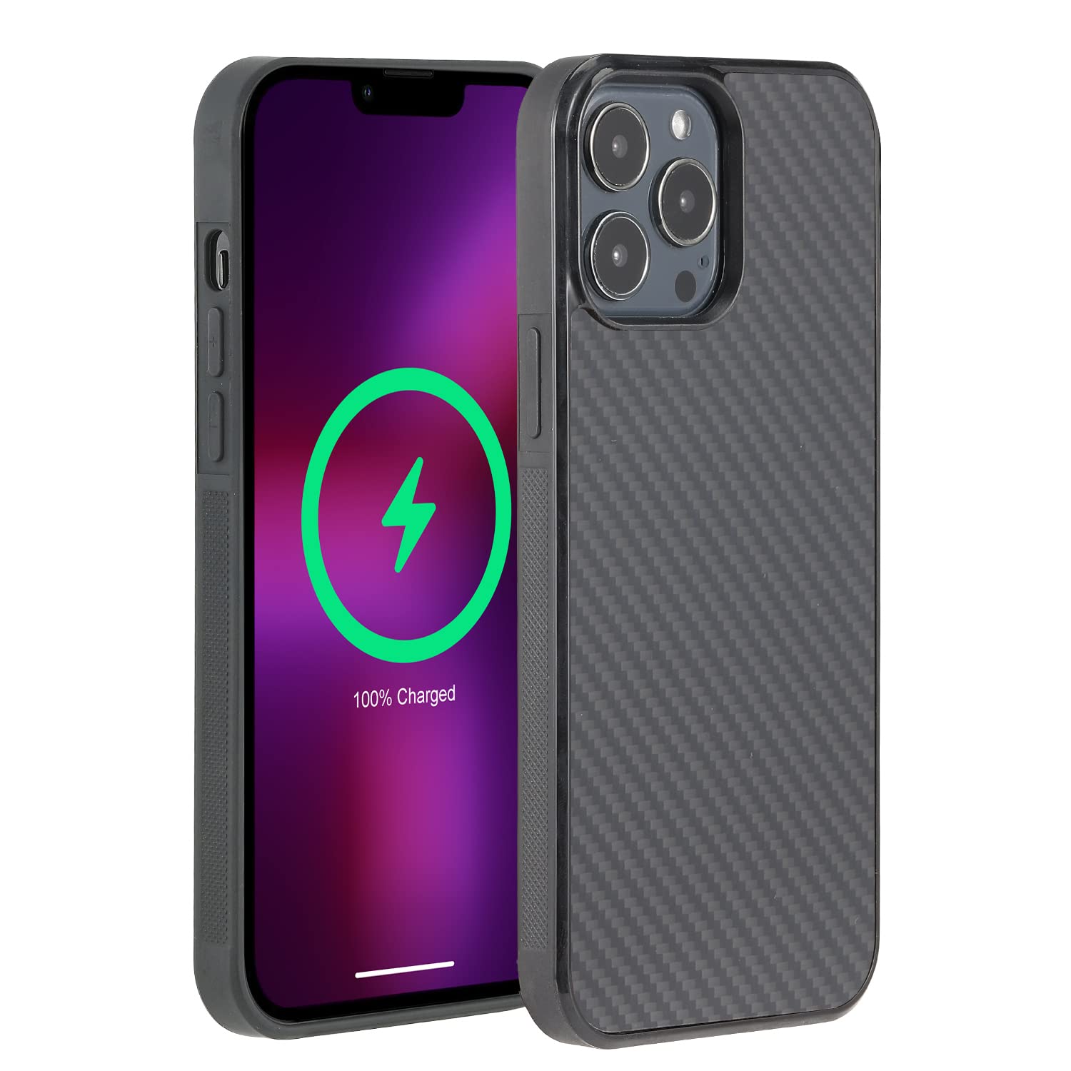 Molzar Grip Series Magnetic Case for iPhone 13 Pro Max (6.7-inch) - Aramid Fiber & Built-in Magnet Ring - MagSafe Charger Compatible - Black - Perfect for Work, Travel & Everyday Protection