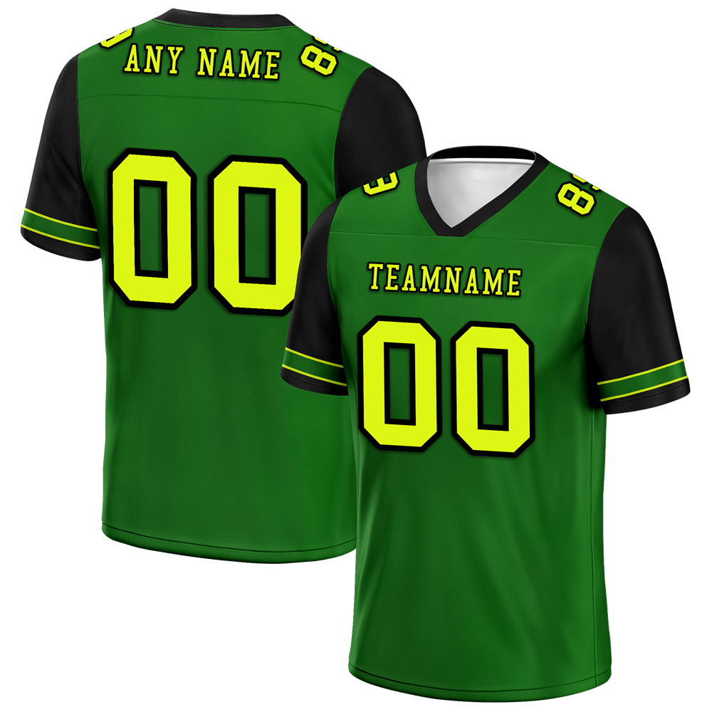 Custom Green & Black Two-Tone Personalized Authentic Football Jersey FBJ02 - Perfect for Game Day, Team Events & Fan Gear
