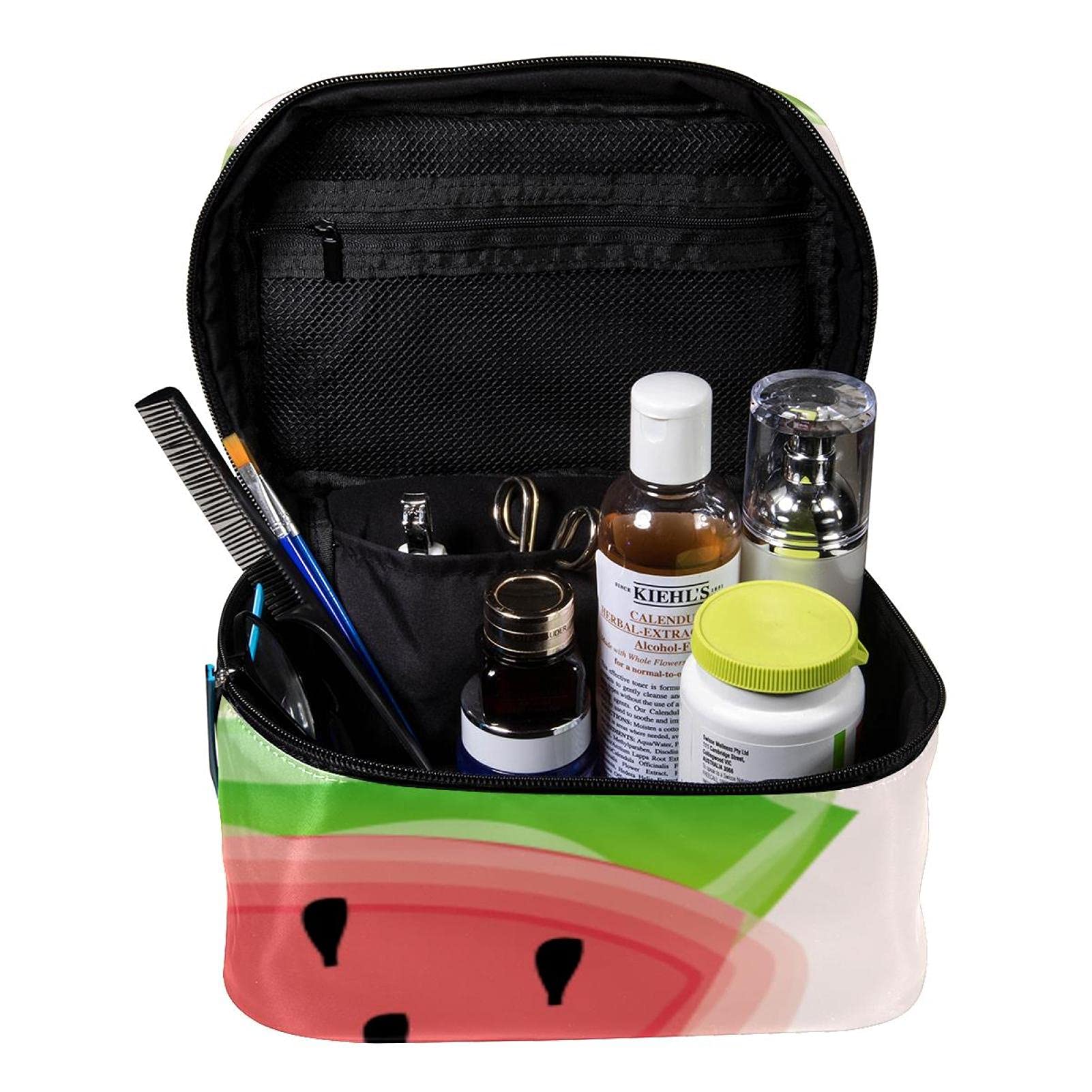 Watermelon Fruit Pattern Waterproof Travel Makeup Bag - Large Cosmetic Organizer with Zipper for Women & Girls | Perfect for Vacation, Gym & Daily Essentials Storage