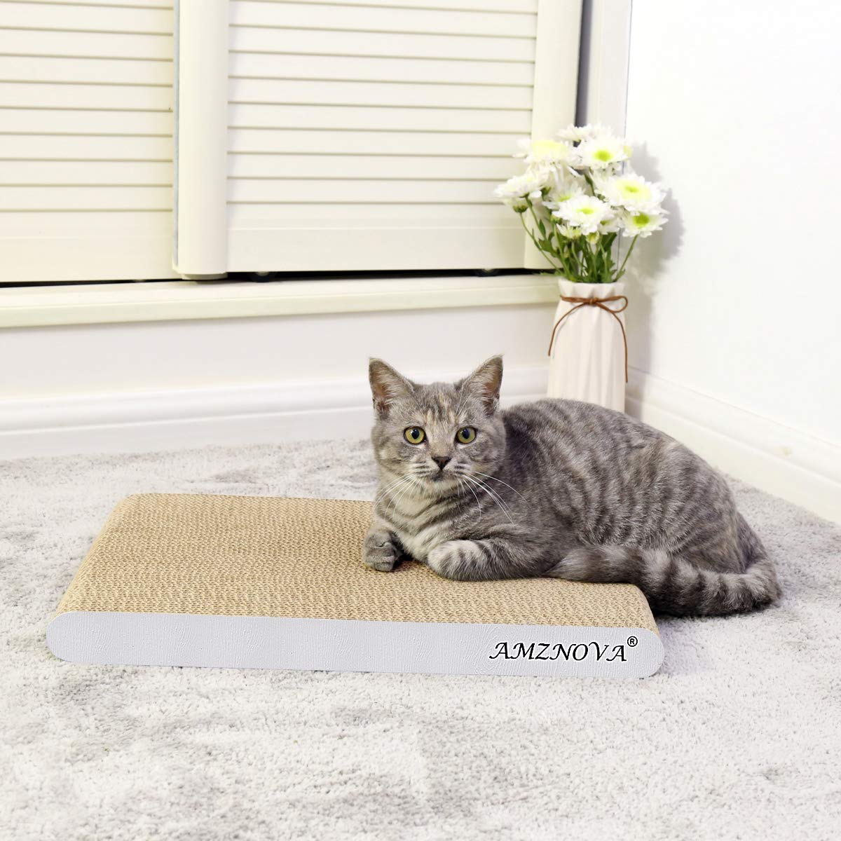 Premium Cardboard Cat Scratcher & Lounge - Extra Wide Ivory Scratching Pad for Cats | Durable Cat Toy with Multiple Angles | Perfect for Indoor Play, Furniture Protection & Stress Relief