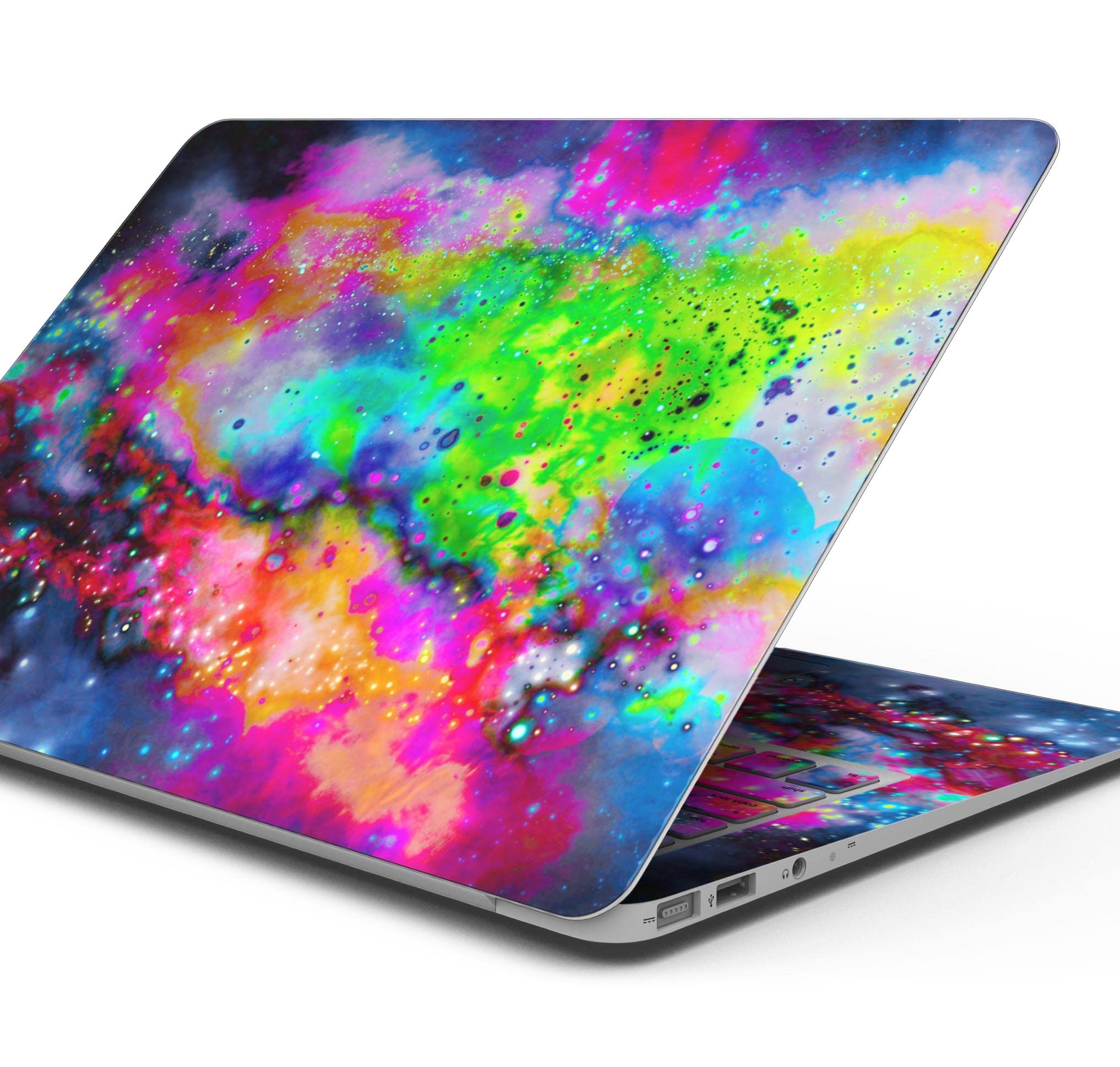 Neon Splatter Universe Full-Body Wrap Scratch Resistant Decal Skin for MacBook Air 13