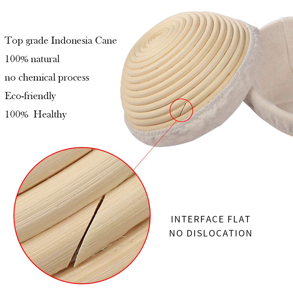 2 Pack Natural Rattan Round Bread Proofing Basket for Baking - 7 Inch Dough Rising Basket for Sourdough, Artisan Bread (Perfect for Home Bakers & Professional Kitchens)