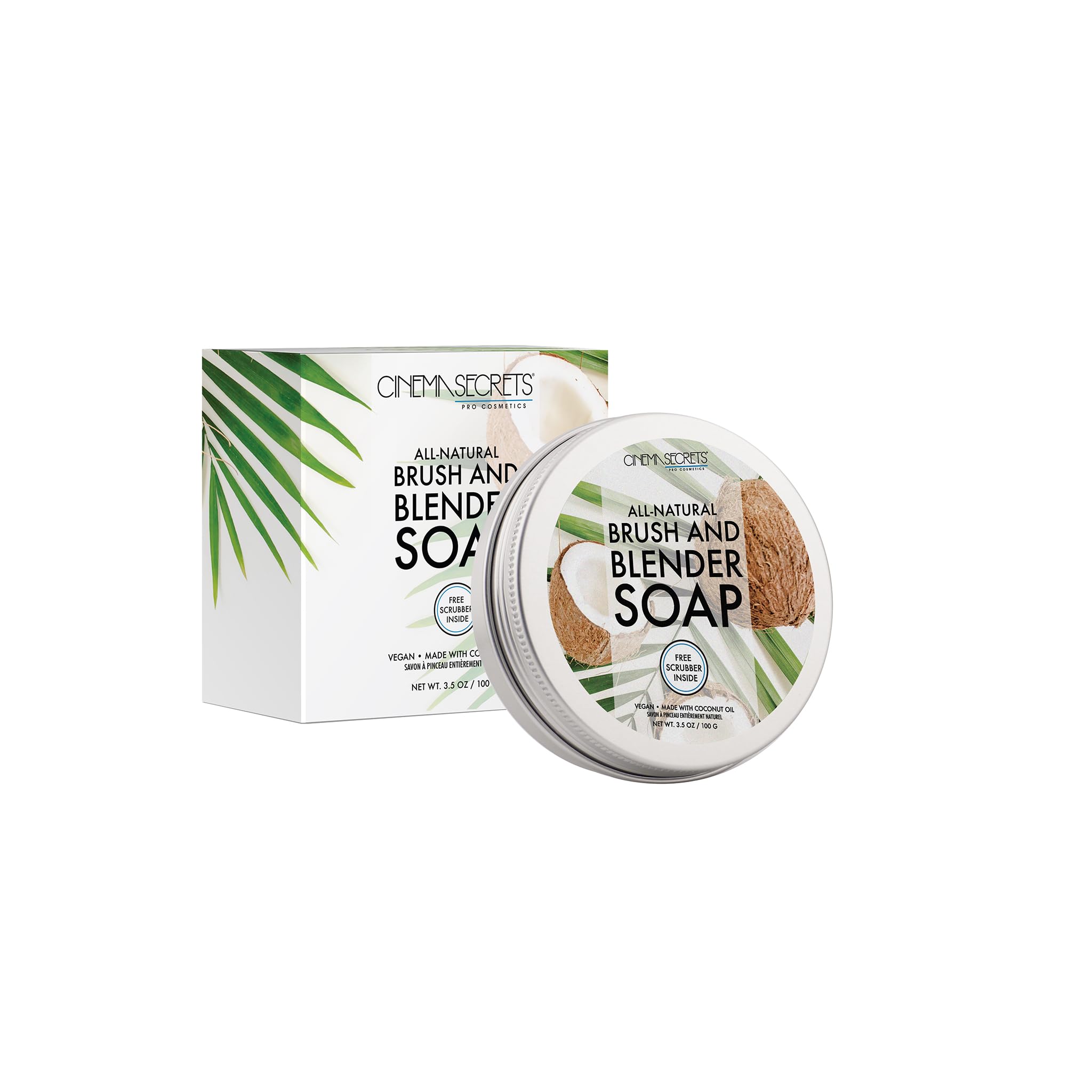 Cinema Secrets Vegan Makeup Brush Cleaner Soap - Deep Cleaning Coconut Oil Formula for Brushes & Sponges - Cruelty-Free & Vegan Beauty Tool Cleanser (3.5 oz) - Perfect for Professional Makeup Artists & Home Beauty Routines