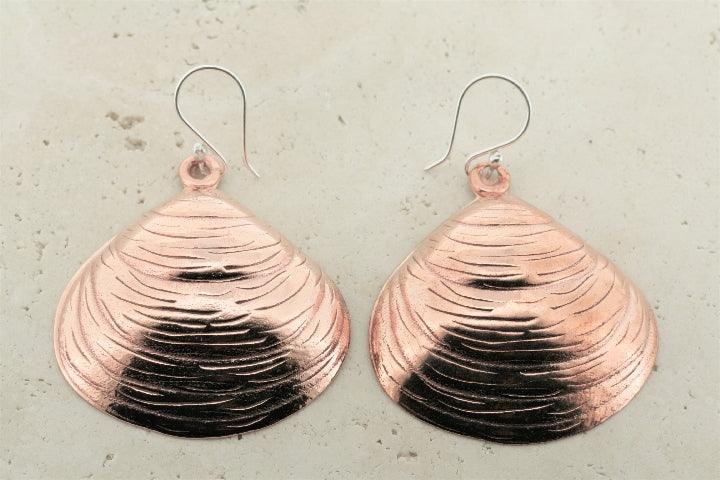 Large Copper Pipi Shell Earrings - Handmade Boho Beach Jewelry for Women - Perfect for Summer Vacations, Beach Parties & Boho Fashion