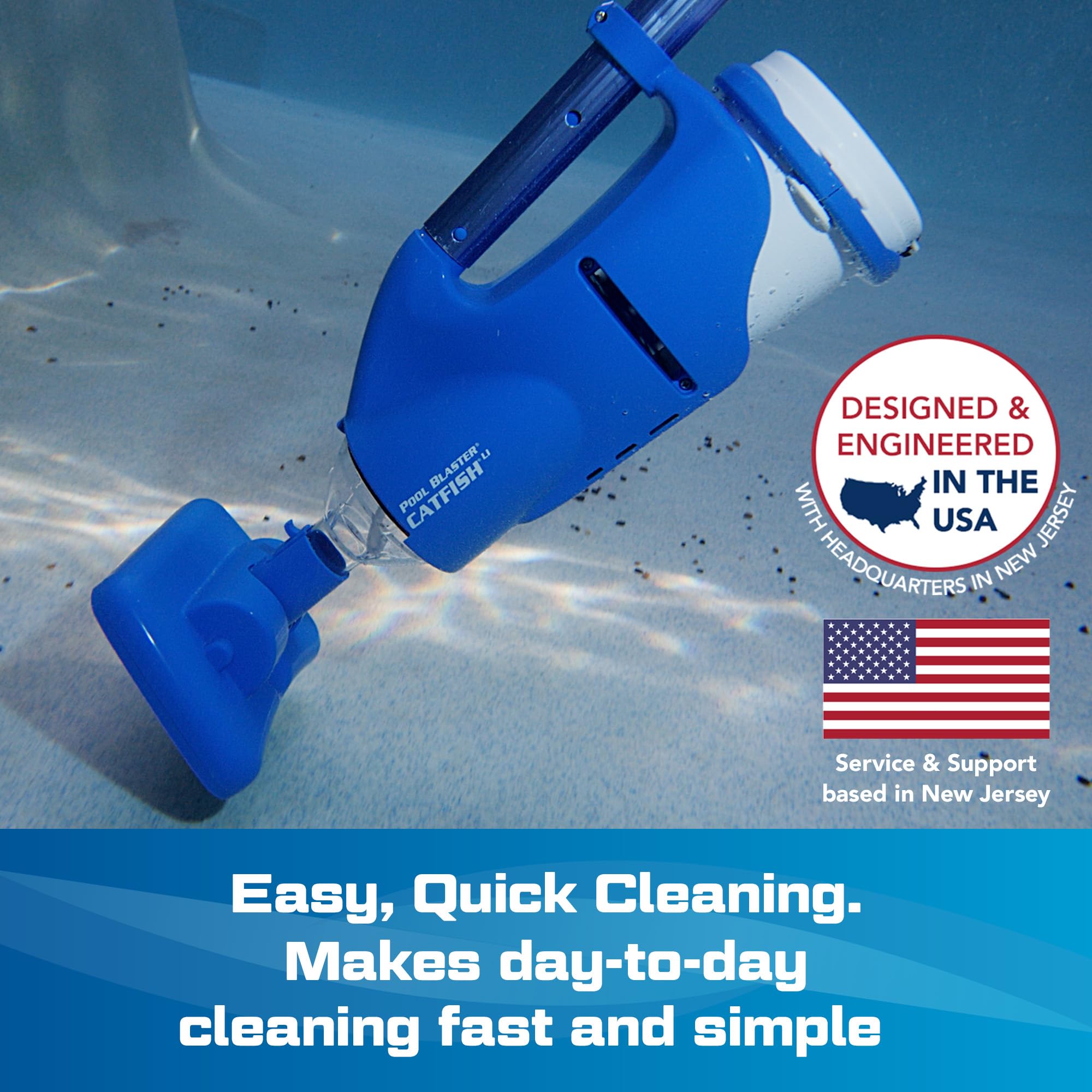 POOL BLASTER Water Tech Catfish Rechargeable Pool Cleaner - Battery-Powered Swimming Pool Vacuum for Hot Tubs, Spas, In-Ground & Above Ground Pools - Removes Dirt, Sand, Silt & Leaves - Perfect for Weekly Pool Maintenance & Seasonal Cleaning