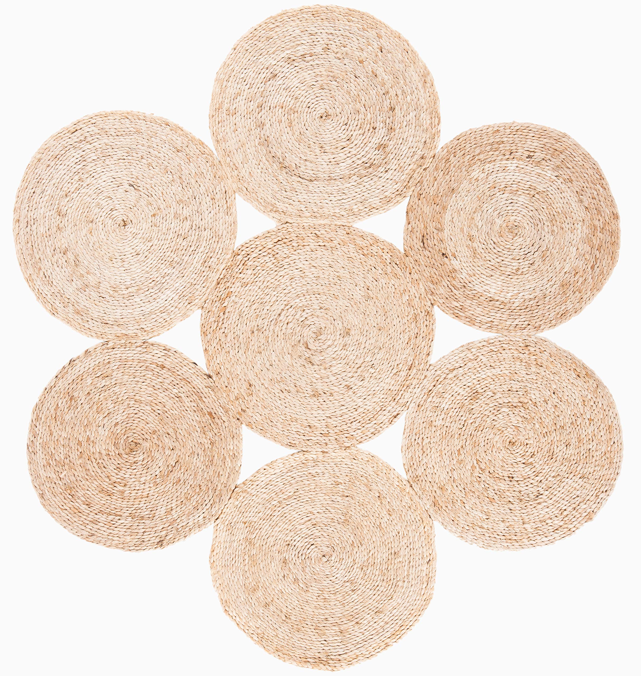 SAFAVIEH Natural Fiber Handmade Jute Area Rug - 8' Round Boho Farmhouse Style, Eco-Friendly Floor Mat for High Traffic Living Room & Bedroom Decor | Perfect for Cozy Home, Office or Nursery (NF164A)