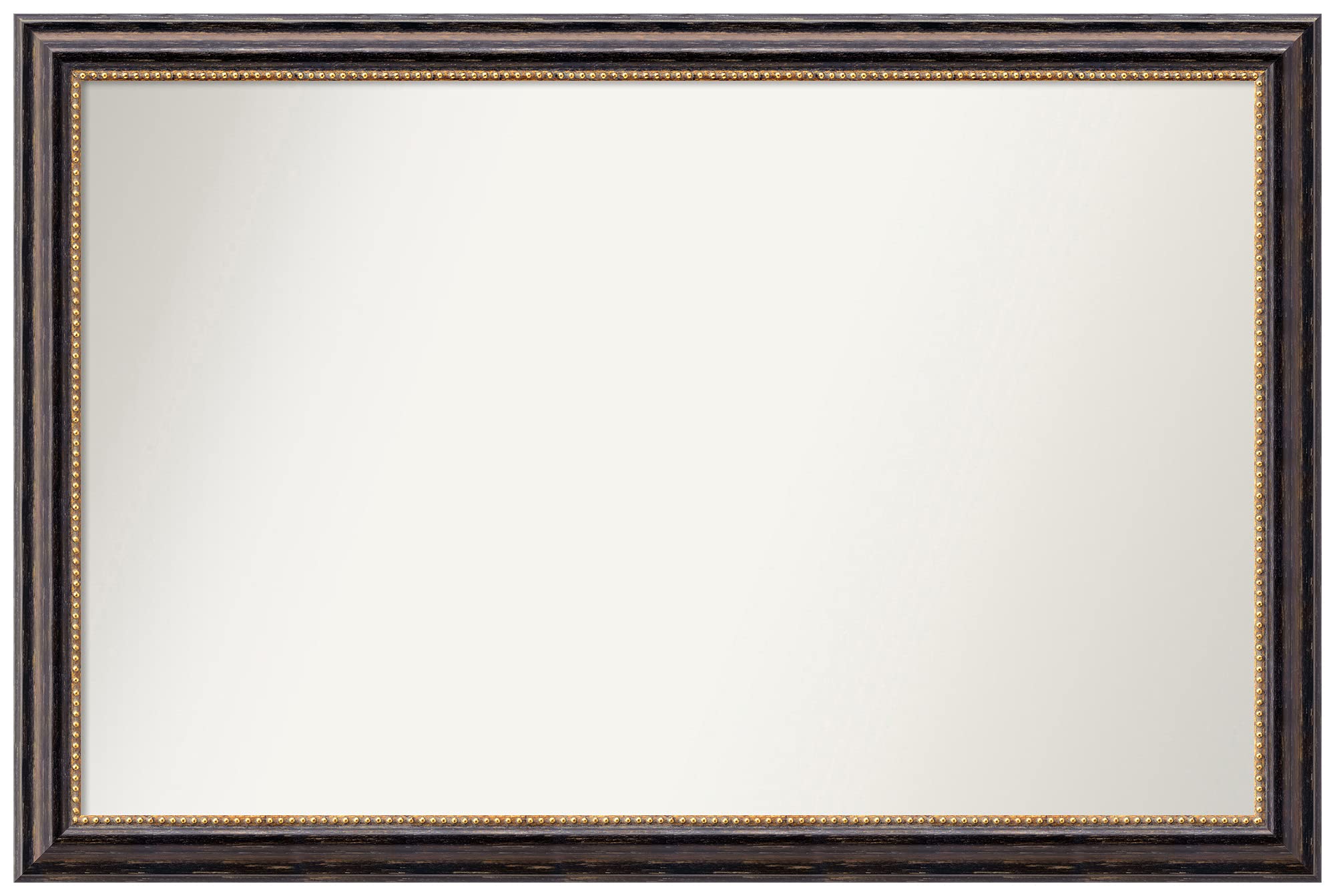 Amanti Art Rustic Tuscan Non-Beveled Wall Mirror 27.75x41.75 Inches - Custom Size Bathroom Mirror with Black/Brown Wood Frame - Perfect for Living Room, Bedroom & Bathroom Decor