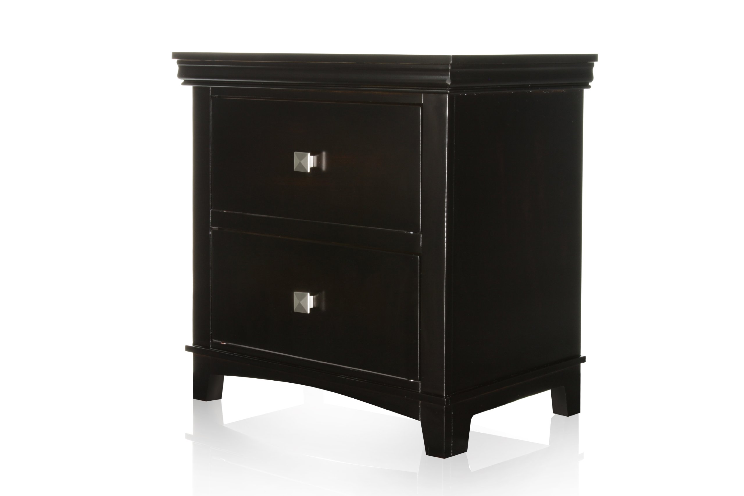 Furniture of America Pasha 2-Drawer Nightstand with Espresso Finish - Modern Bedside Table for Bedroom, Living Room & Guest Room Storage