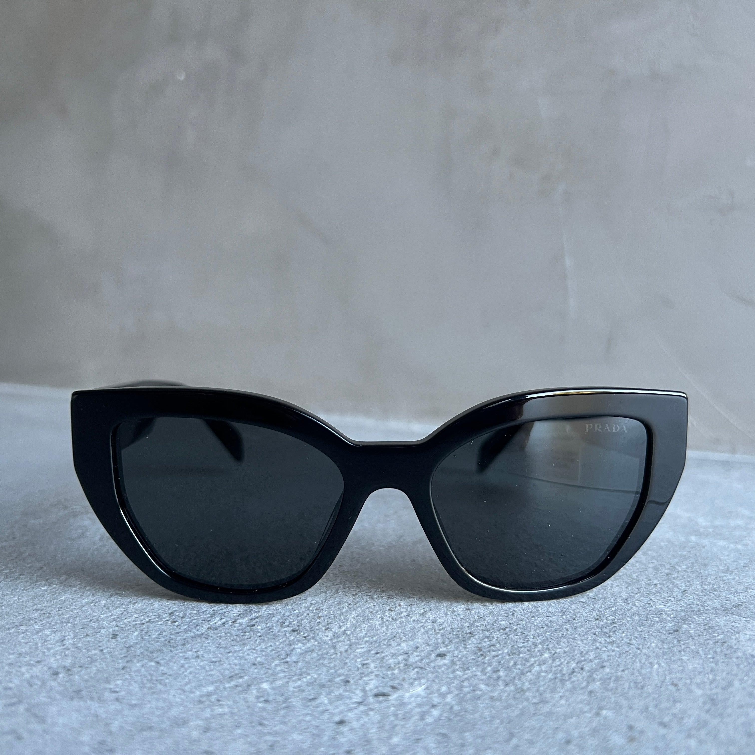 PRADA PRA09S Butterfly Sunglasses for Women - Classic Black Frame with UV Protection - Perfect for Summer, Beach & Outdoor Activities