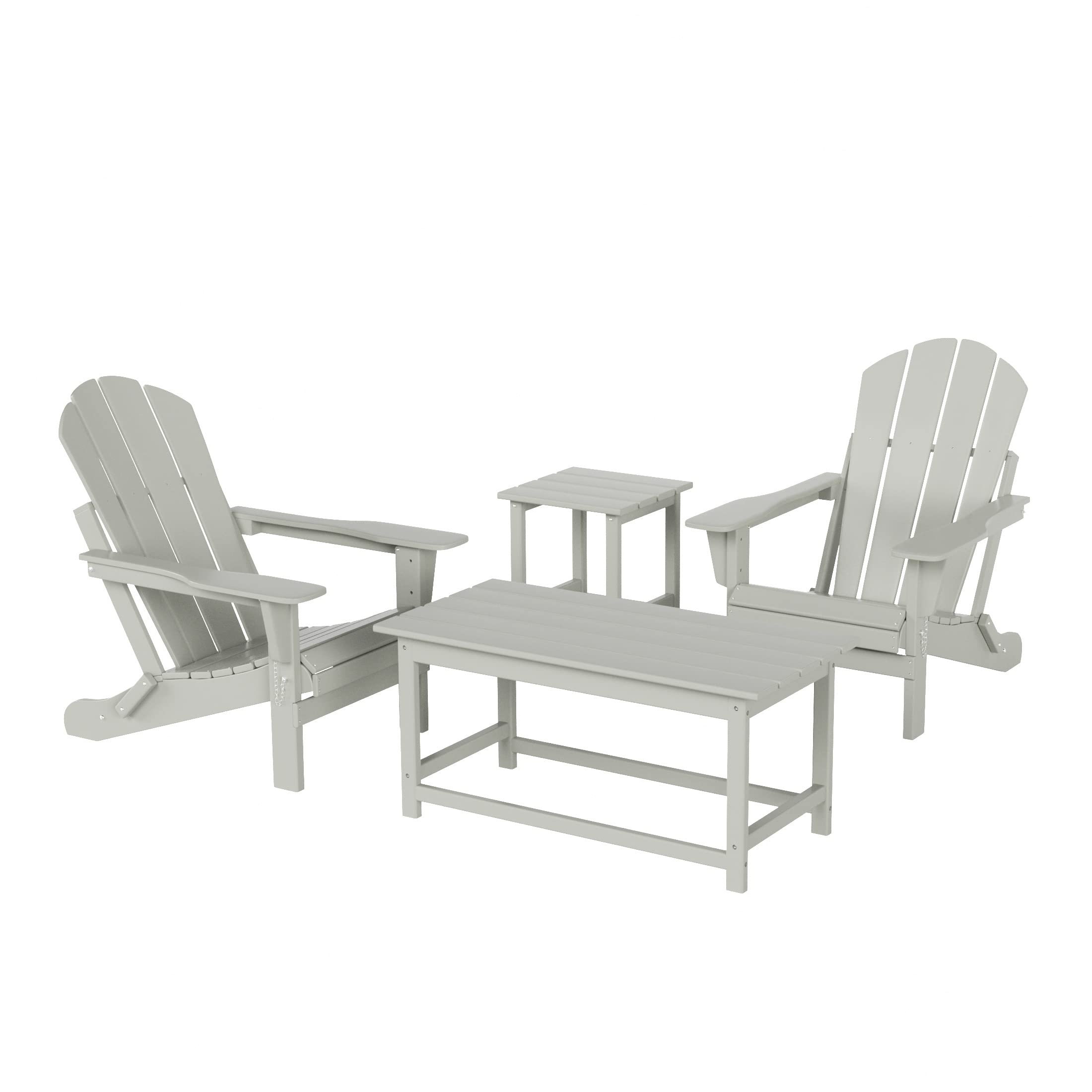 Premium HDPE Adirondack Chairs & Tables Set of 4 - UV/Weather Resistant Outdoor Furniture for Patio, Balcony, Garden - Perfect for Relaxing, Entertaining & Outdoor Dining