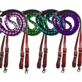 8ft Nylon Braided Roping Reins - Durable Horse Training Equipment for Western Riding, Ranch Work & Trail Riding