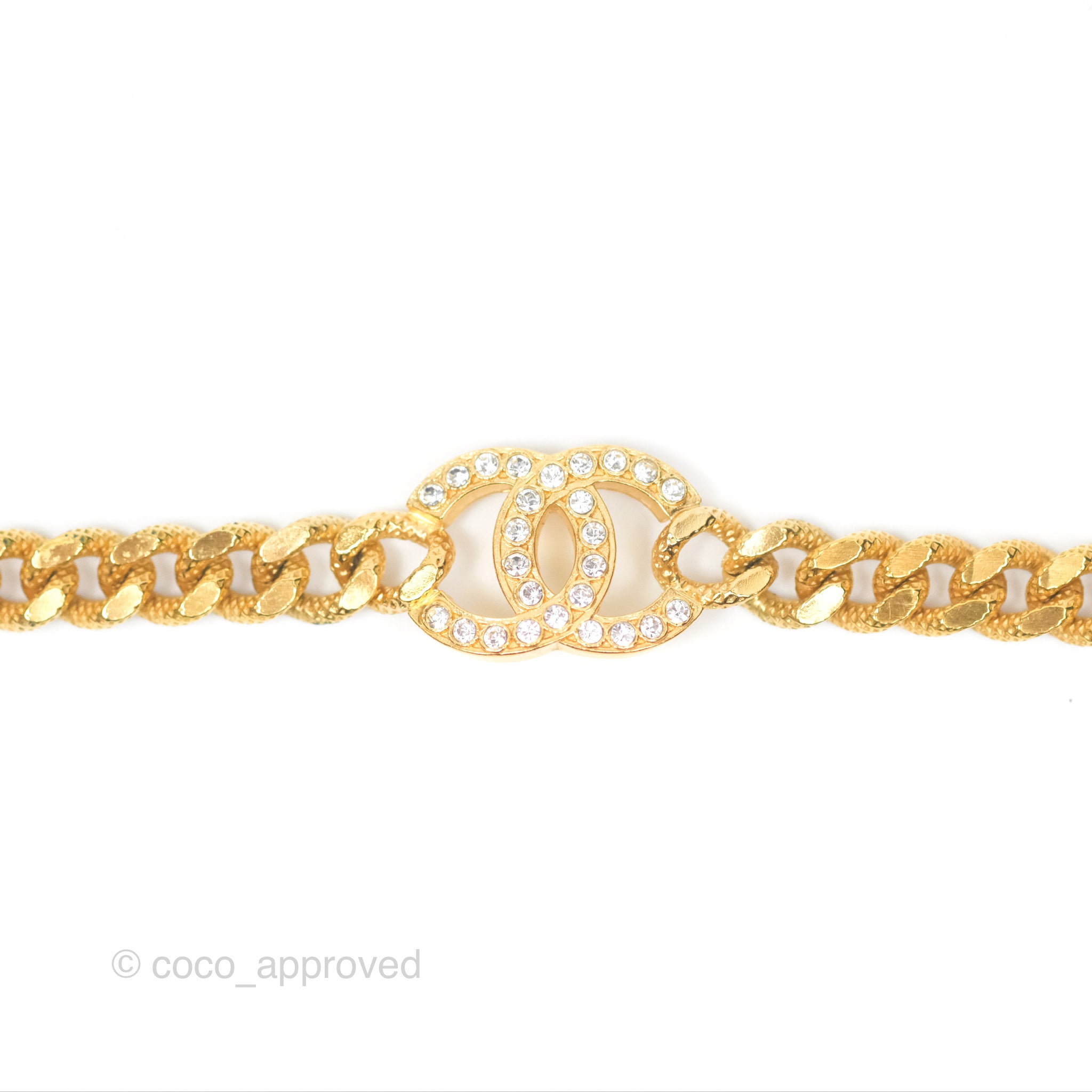 Chanel CC Crystals Chain Necklace Choker Gold Tone 22A - Elegant Layered Necklace for Women, Perfect for Parties, Weddings & Evening Events