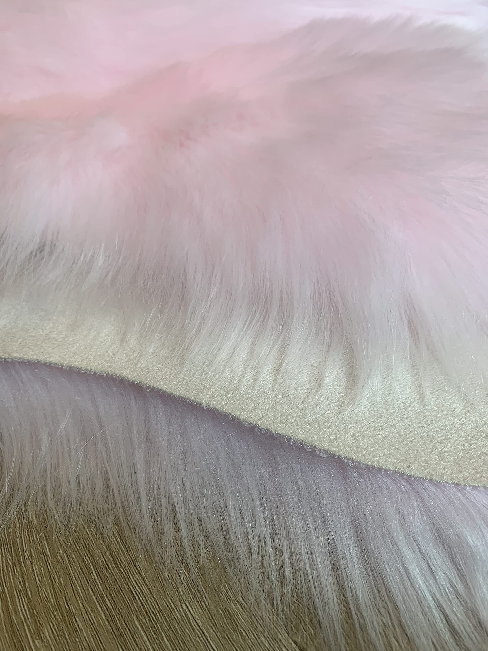LAMBZY Faux Sheepskin Rug - Super Soft Hypoallergenic Shaggy Carpet for Living Room, Nursery, Bedroom & Sofa - Pink Free Shape 3x6 Feet - Cozy Home Decor, Perfect for Kids Play Area & Winter Floor Mat