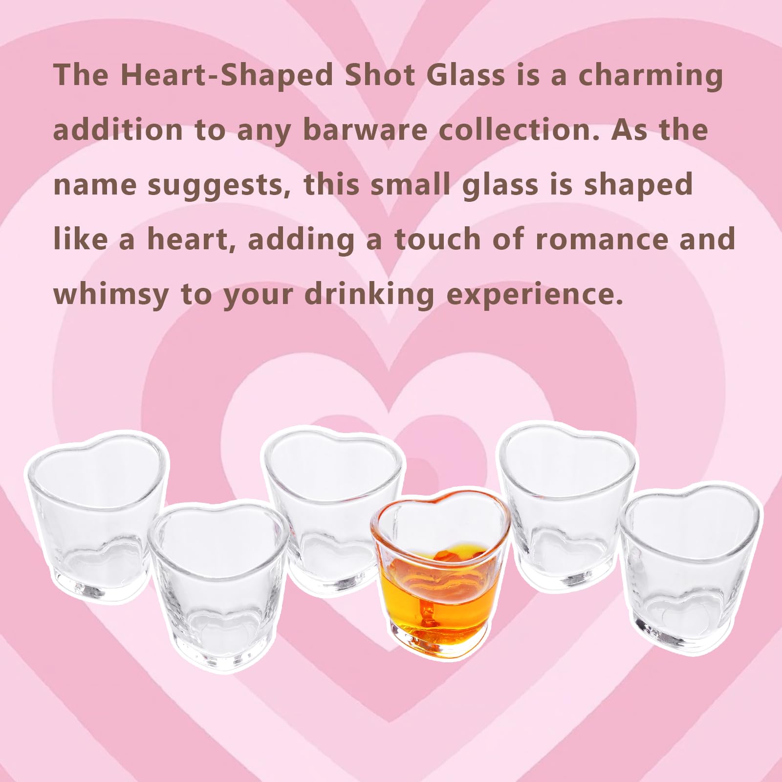 1.5oz Heart Shaped Shot Glasses Set of 6 - Clear Small Soju & Tequila Drinking Glasses - Bulk Party Barware for Valentine's Day, Bachelorette Parties & Home Decor