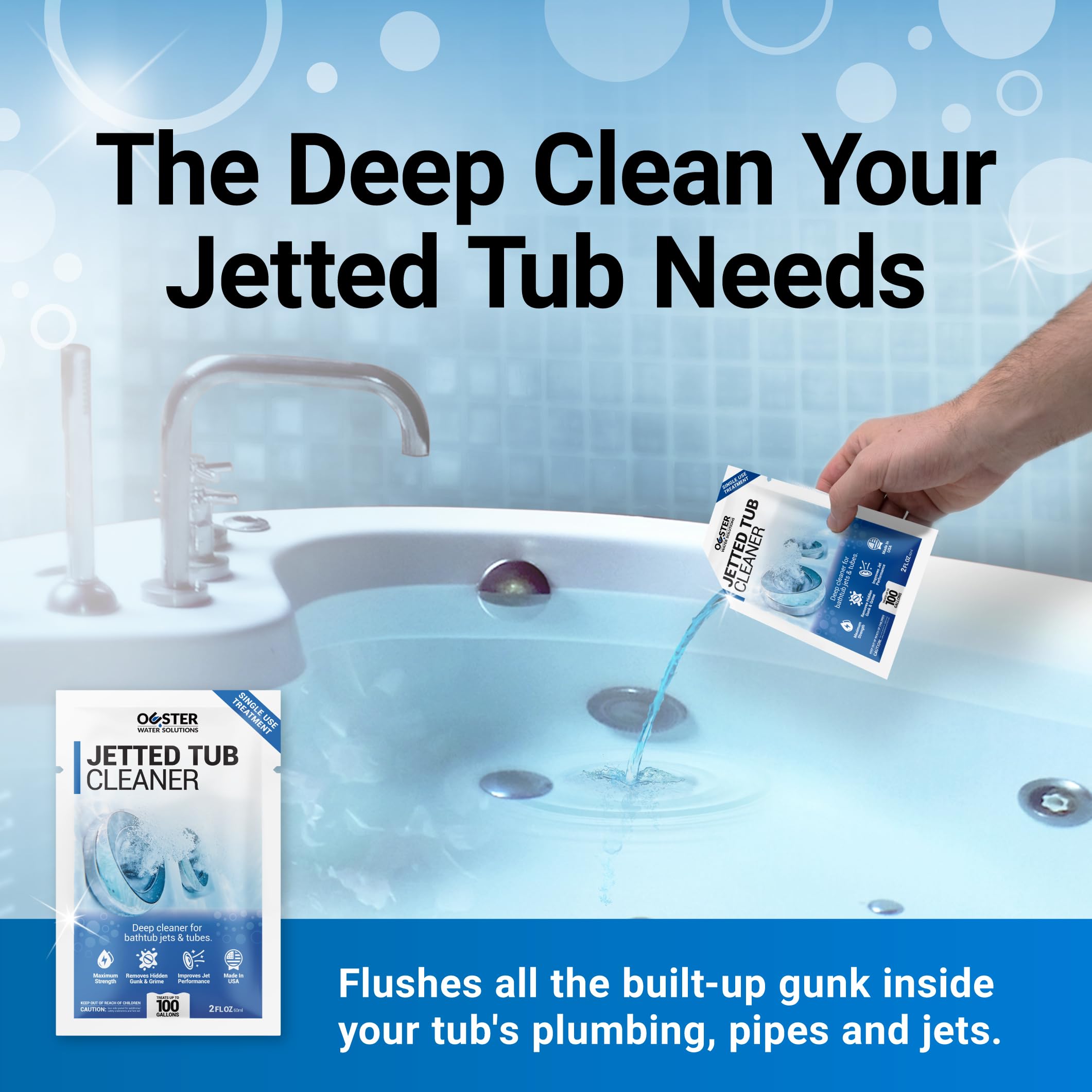 Jetted Tub Cleaner Kit - Professional Grade Formula for Jacuzzi & Bathtub Jets, Tubes, and Surfaces - Includes Microfiber Towel - Made in USA - Perfect for Deep Cleaning Hot Tubs, Whirlpools, and Spa Maintenance