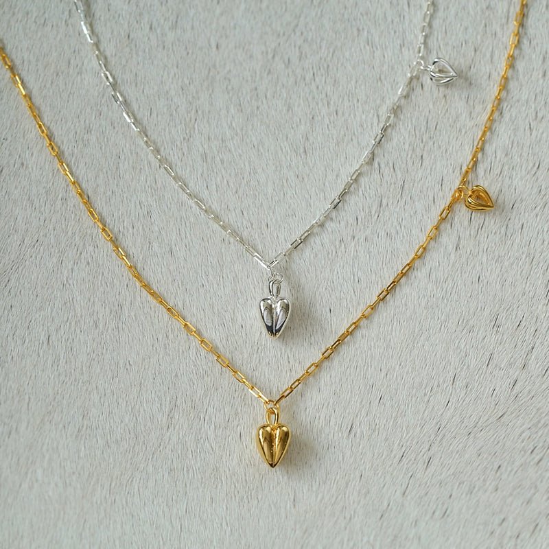 Minimalist 3D Heart Pendant Necklace - 18K Gold Vermeil - Perfect for Valentine's Day Gifts & Anniversary Jewelry