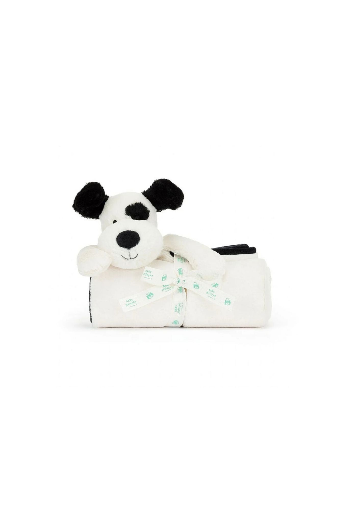 Jellycat Bashful Black & Cream Puppy Plush Blanket - Ultra Soft Cuddly Security Blanket for Babies & Toddlers | Perfect for Nursery, Stroller, Travel & Bedtime Comfort