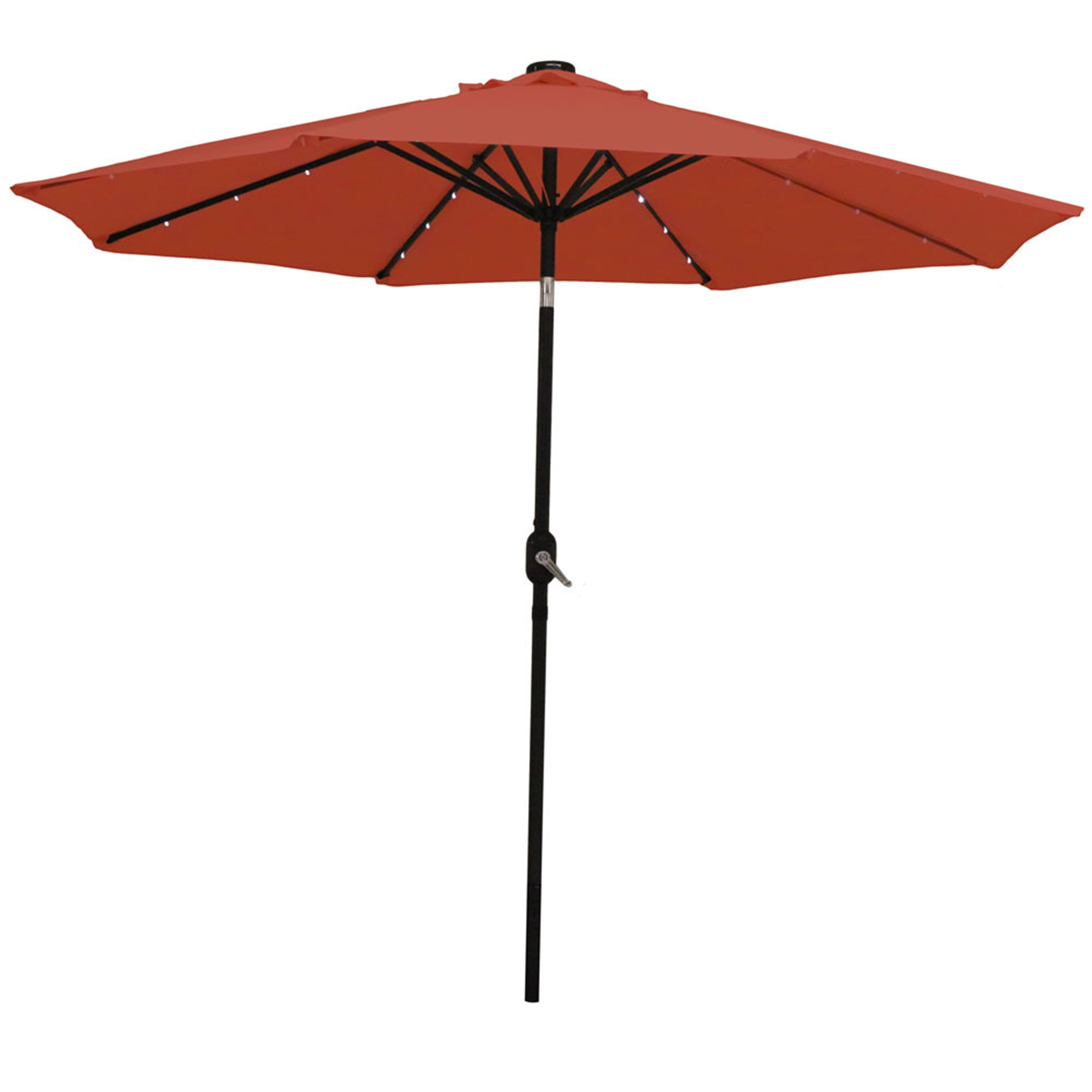 Sunnydaze 9-Foot Solar LED Outdoor Patio Umbrella with Tilt & Crank - Perfect for Poolside, Backyard, and Garden Relaxation