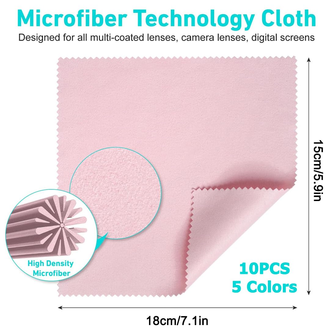 Premium Microfiber Cleaning Cloths for Glasses, Phones, Laptops, Tablets & Camera Lenses - Ultra Soft, Lint-Free, Scratch-Resistant (5 Color Pack) - Perfect for Home, Office, Travel & Electronics Care