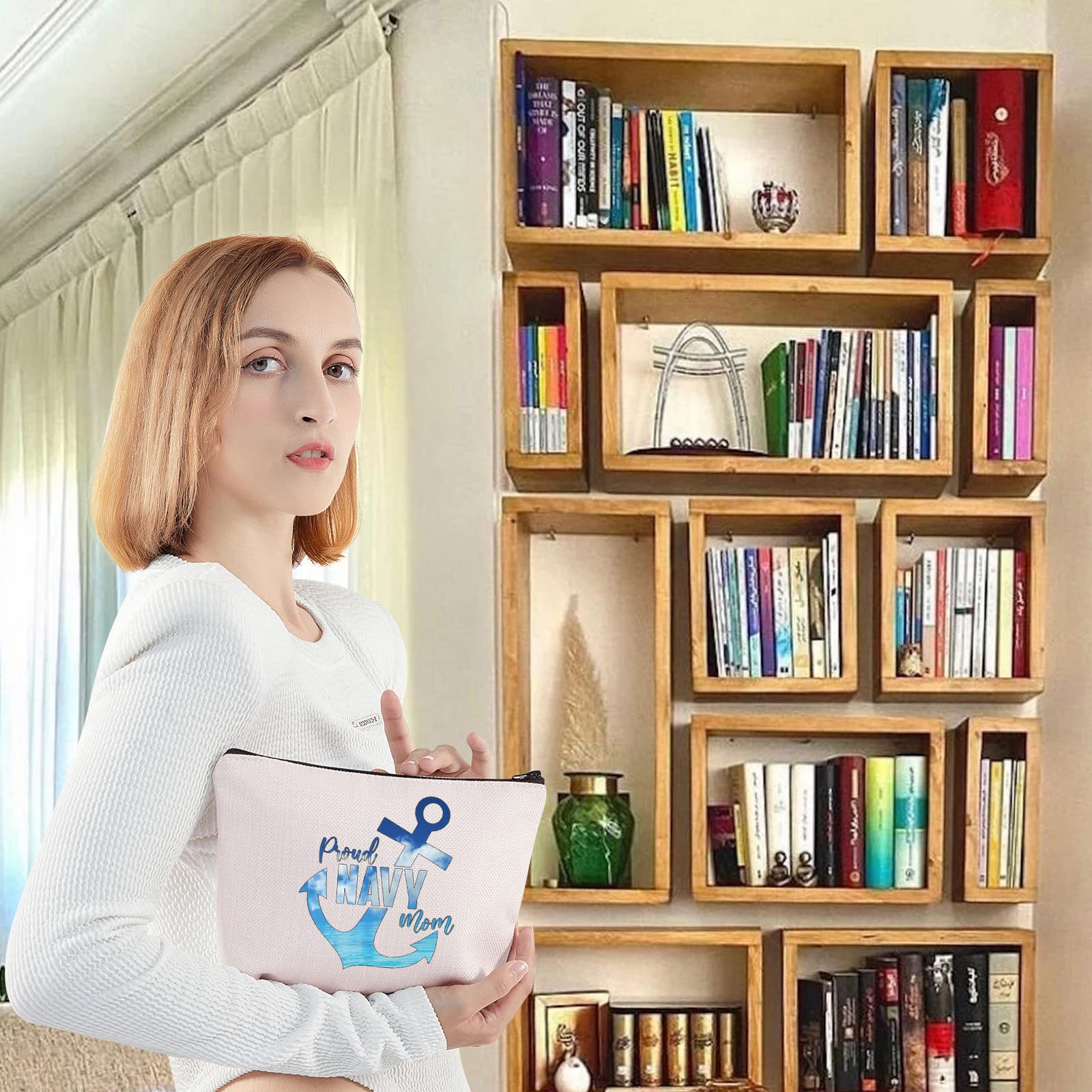 **LEVLO Military Mom Cosmetic Makeup Bag – Waterproof & Durable Zipper Pouch for Army, Navy, Air Force Moms – Perfect Deployment Gift & Travel Organizer – Ideal for Cosmetics, Toiletries & Essentials**    *(Use Cases: Great for military moms on deployment, travel, gym, or everyday use to store makeup, skincare, and personal items.)*