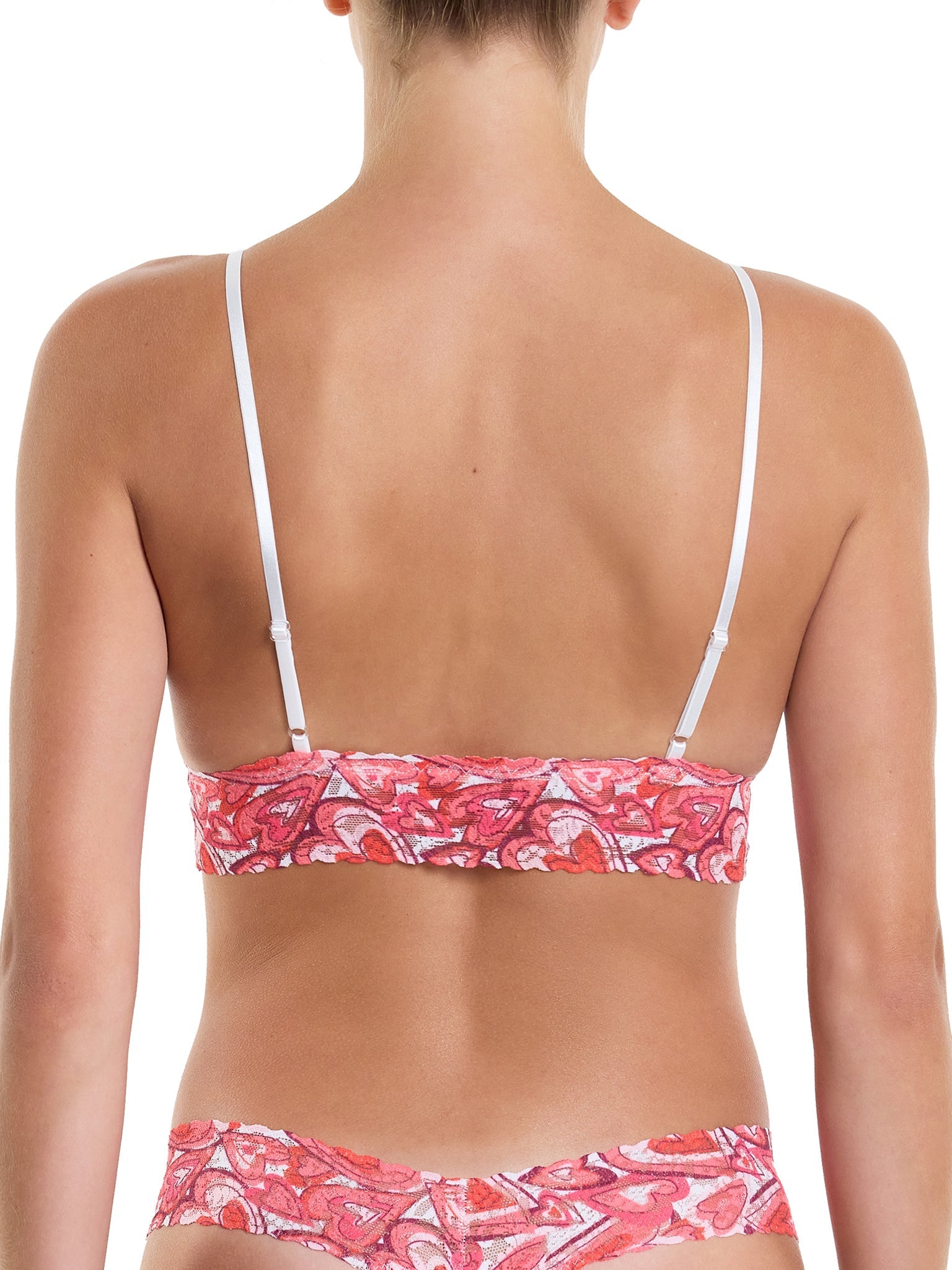 Printed Signature Lace Padded Triangle Bralette - Comfortable Wireless Bra for Women, Soft Stretch Fabric, Everyday Wear & Layering