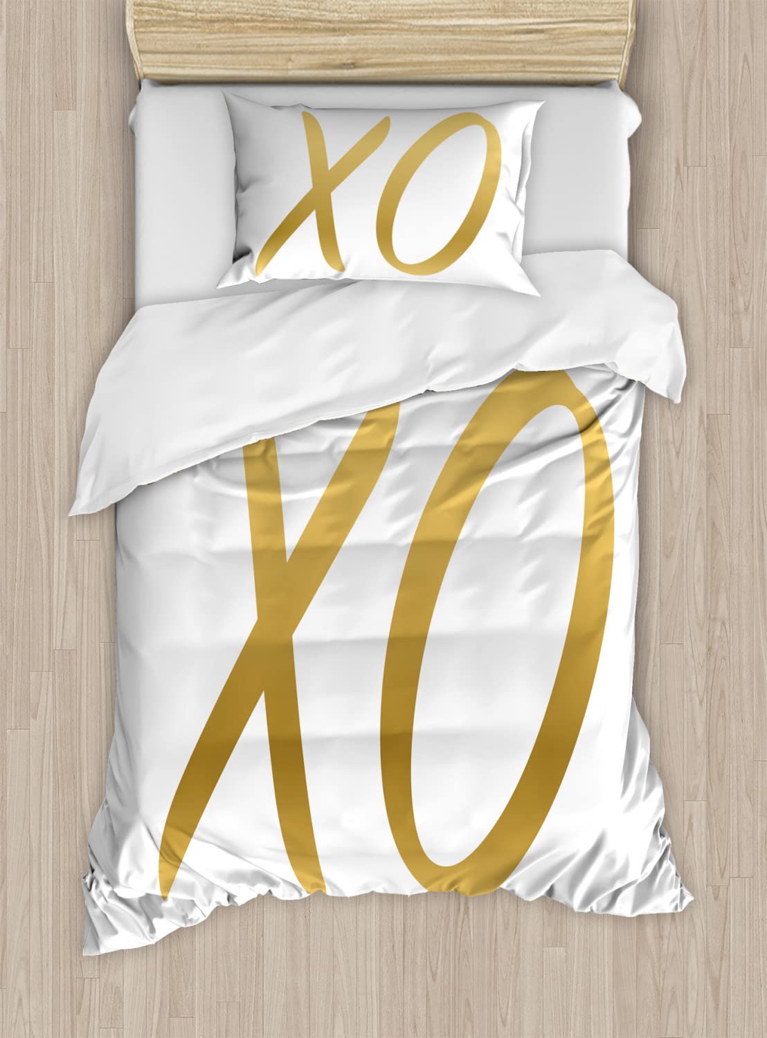 Ambesonne XO Duvet Cover Set - Romantic Love & Friendship Letter Design, 2-Piece Cal King Bedding Set with 4 Pillowcases (Sand Brown/White) - Perfect for Couples Bedrooms, Guest Rooms & Valentine's Day Gifts