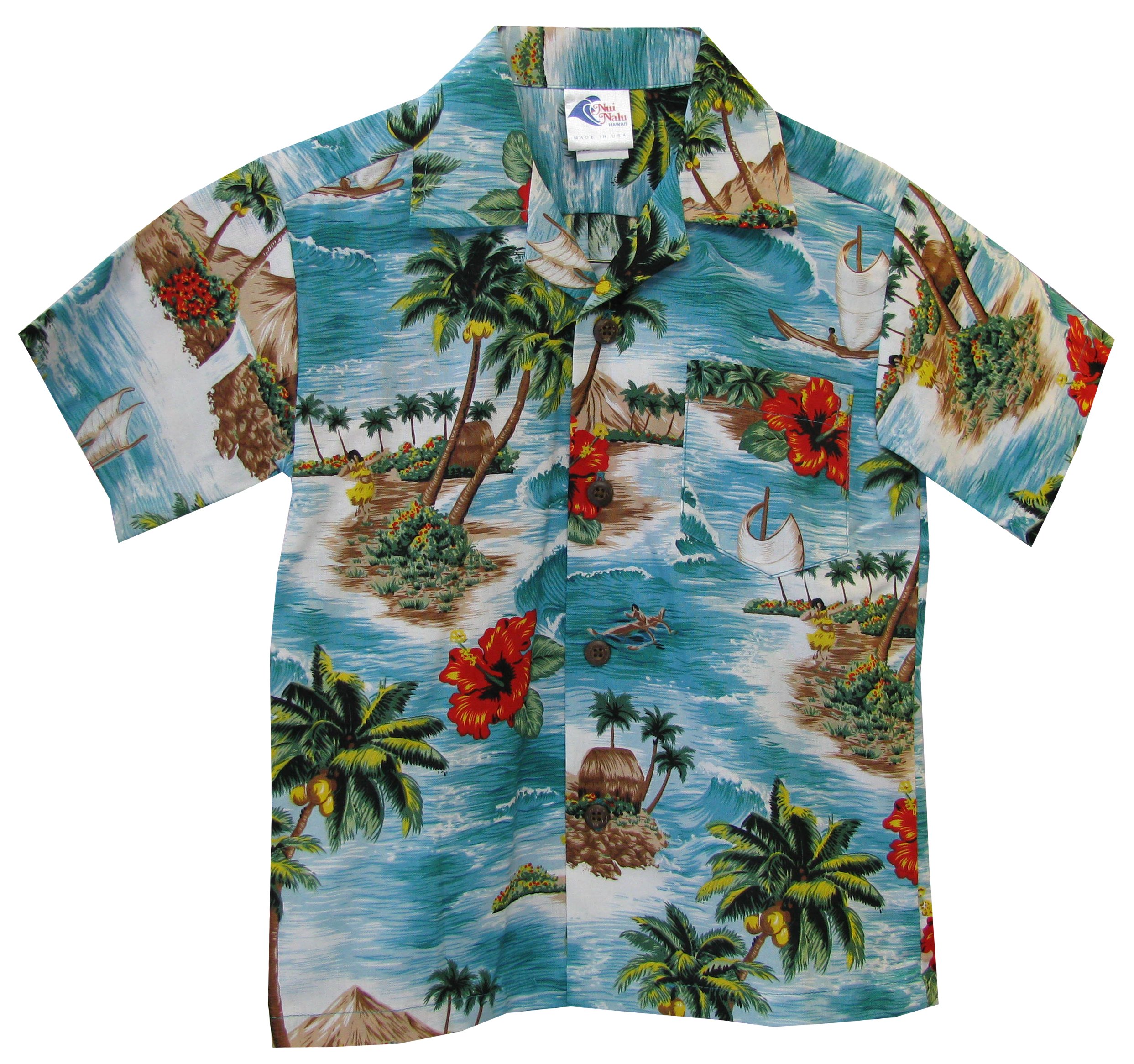 RJC Boys Red Hibiscus Island Shirt - Hawaiian Aloha Shirt for Kids, Tropical Vacation Wear, Beach Party & Summer Outfit