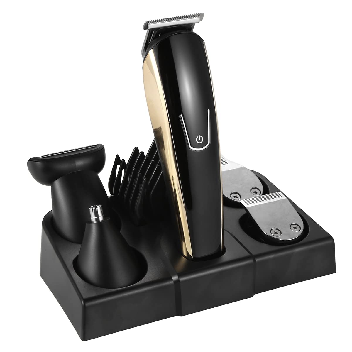 Professional 5-in-1 Electric Hair Clipper for Men - USB Rechargeable Beard Trimmer, Nose Hair Trimmer & Shaver Kit with Storage Base | Perfect for Home Grooming, Travel & Barber Use
