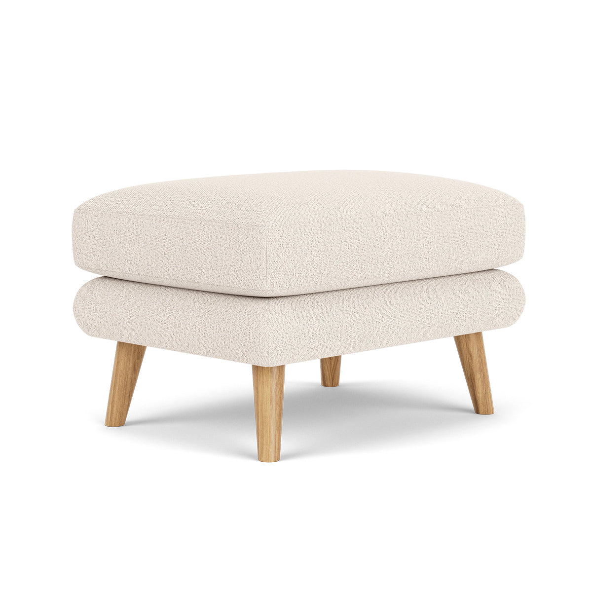 George Boucle Ottoman Stool - Round Tufted Footrest Pouf with Wooden Legs, Perfect for Living Room, Bedroom, or Nursery Decor