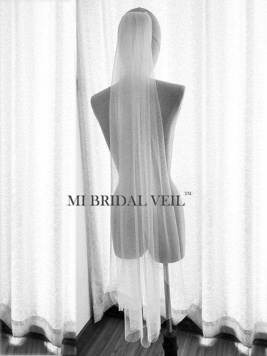 Boho Soft Tulle Wedding Veil - Sheer Illusion Bridal Veil with Fingertip Length for Romantic Boho & Vintage Wedding Styles