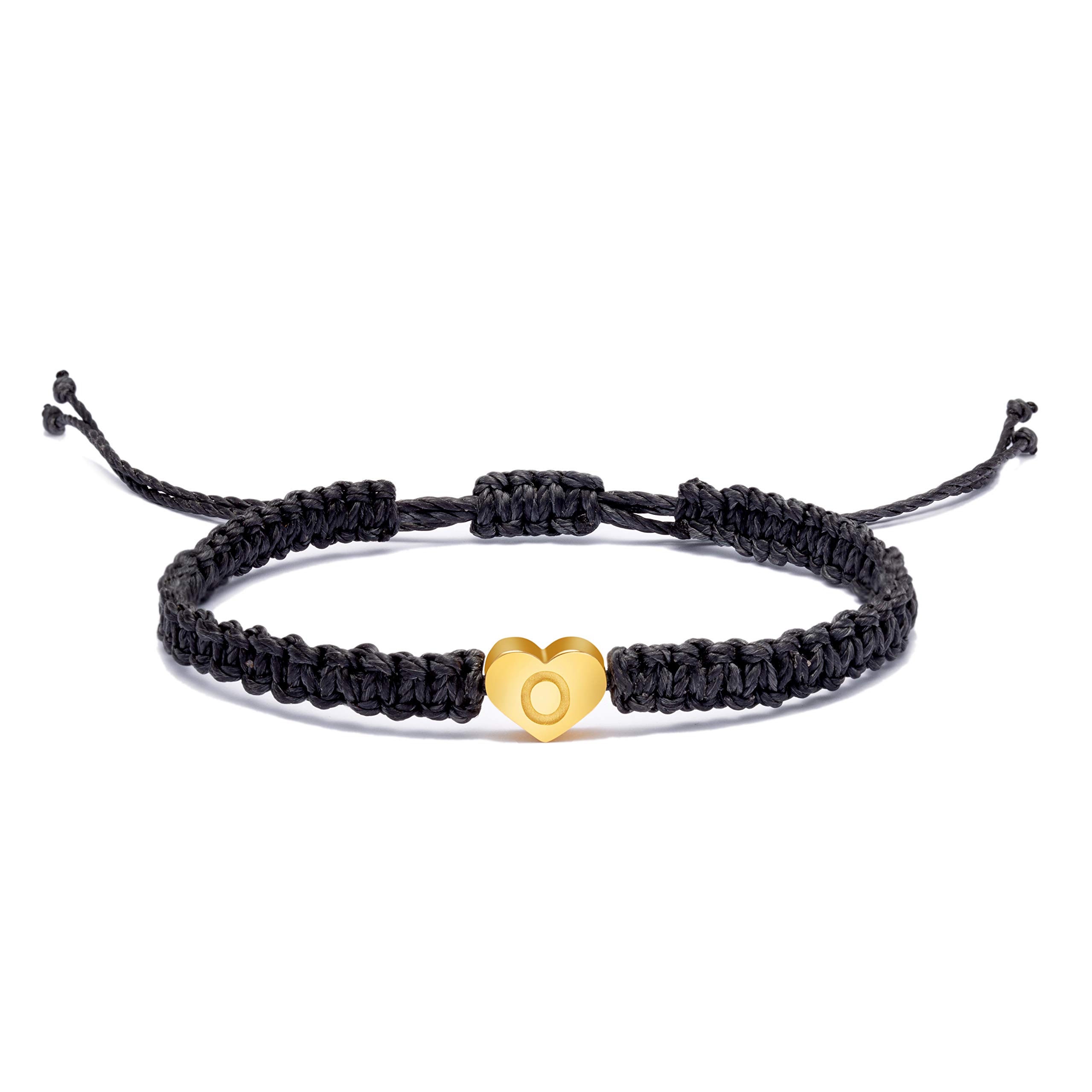 18K Gold Initial A Letter Heart Charm Bracelet for Women - Handmade Adjustable Rope Braided Jewelry, Personalized Birthday Gift for Her, Perfect for Valentine's Day, Anniversary & Everyday Wear