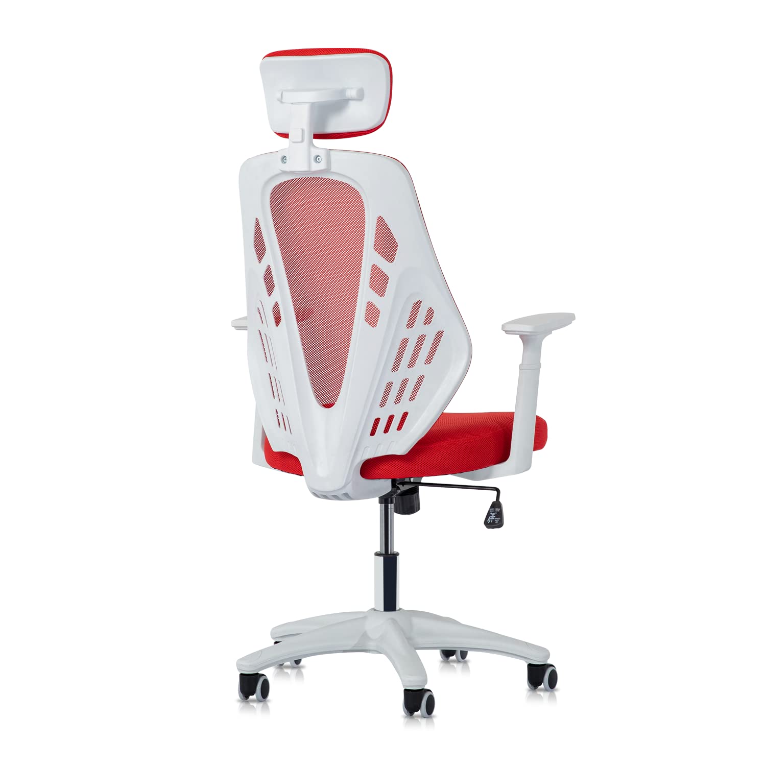 MoNiBloom Ergonomic Mesh Office Chair with Adjustable Headrest, Wheels & T-Shaped Armrests - Comfortable Rolling Swivel Computer Desk Chair for Adults - Perfect for Home Office, Gaming & Workspaces (Red)