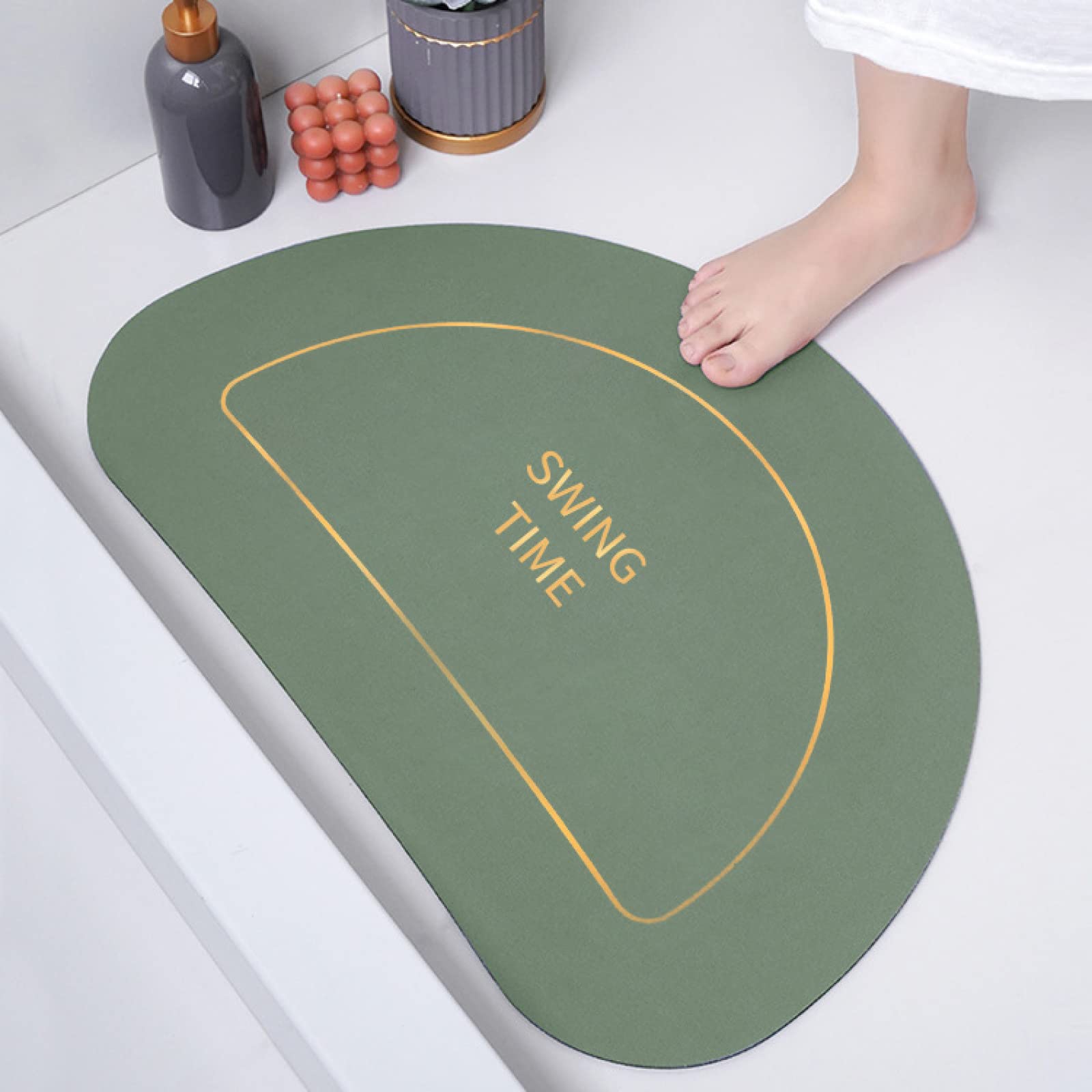 Super Absorbent Quick Dry Bath Mat - Non-Slip Bathroom Floor Rug with Rubber Backing, Easy to Clean, 45x70cm Green - Perfect for Bathroom, Shower & Spa Use