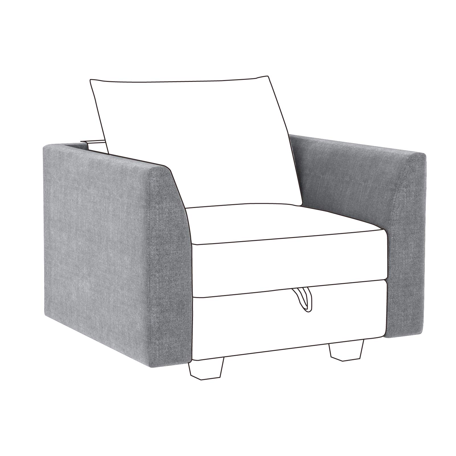 HONBAY Modular Sofa Armrests - Pair of Grey Side Armrests for Sectional Couch | Perfect for Living Room, Home Theater & Lounge Furniture Replacement