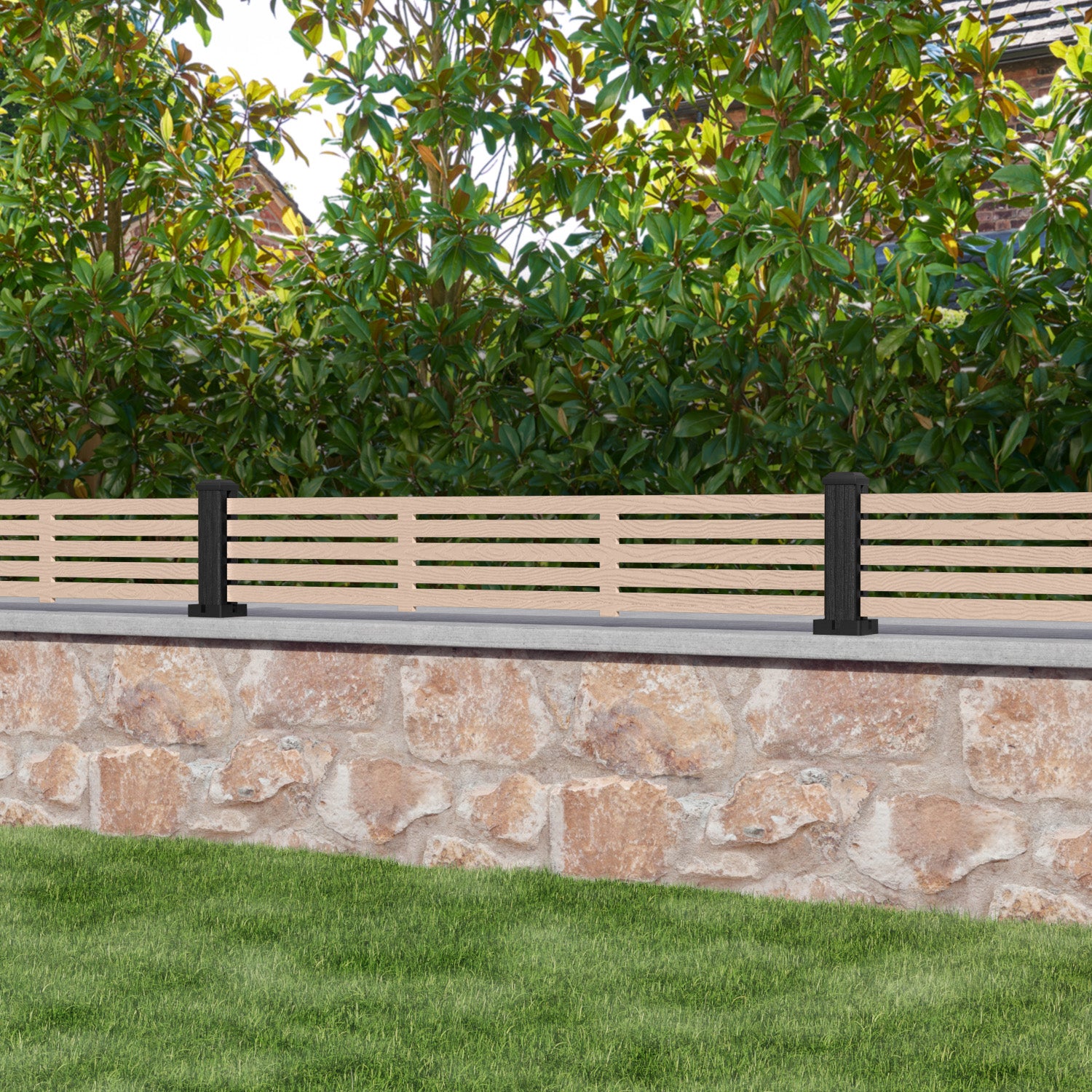 Premium Aspen Composite Fence Panel with Durable Composite Posts - Weather-Resistant & Low-Maintenance Backyard Privacy Solution for Homes & Gardens