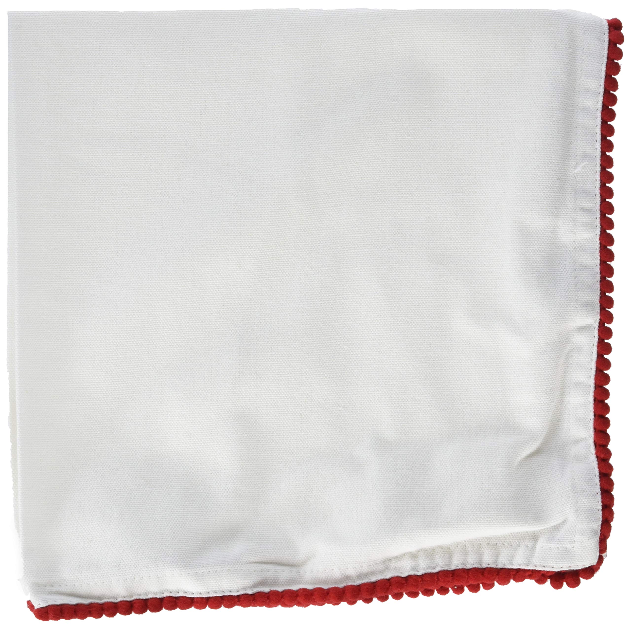 Pom Pom Design Napkins Set of 4 - Decorative Cotton Table Napkins for Dinner Parties, Weddings & Home Decor
