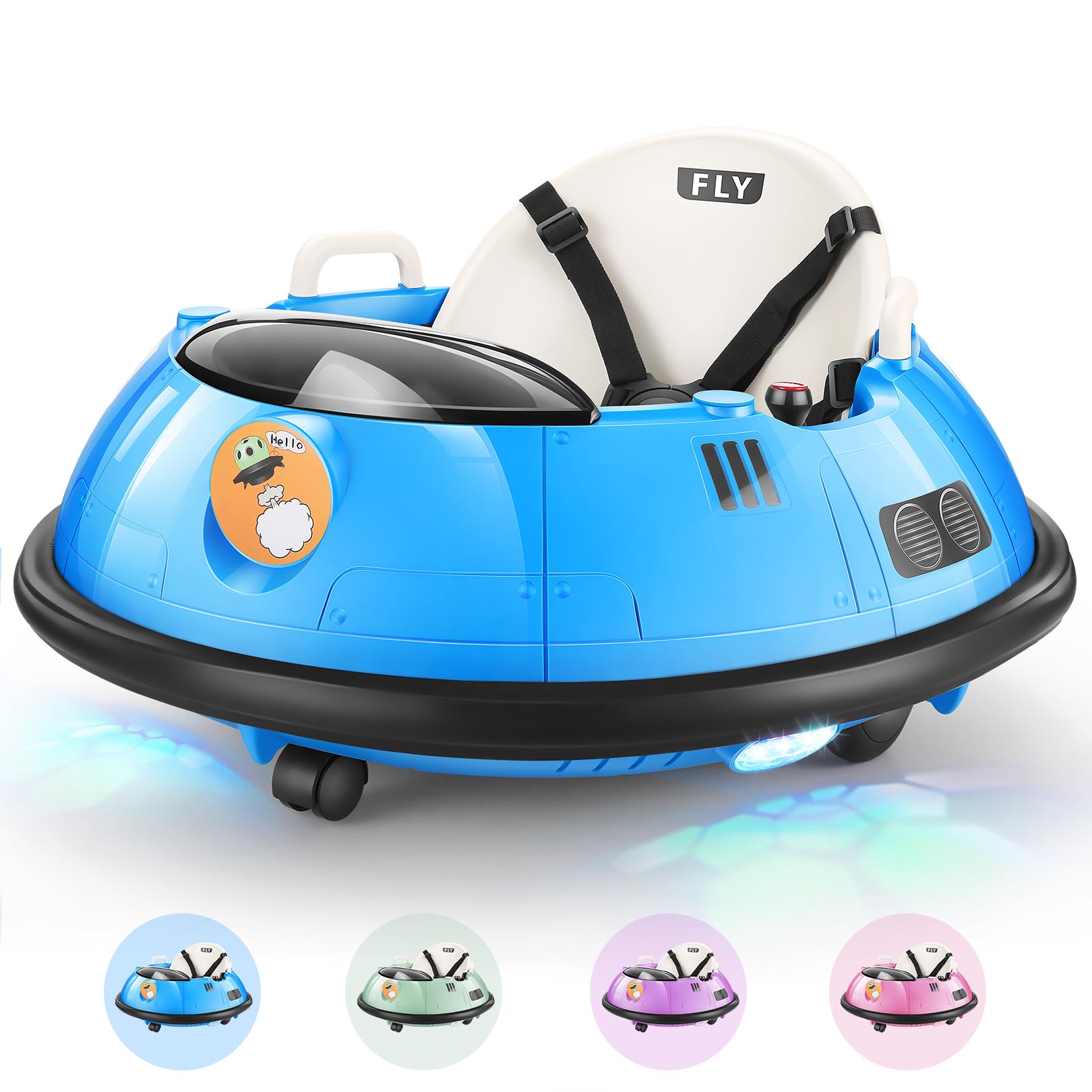Hikole Electric Bumper Car for Kids - Remote Control Ride-On Toy with Flashing LED Lights, 360° Spin & Safety Belt | Perfect Birthday Gift for Boys & Girls (Blue) | Indoor/Outdoor Play, Backyard Fun, Birthday Parties & Family Entertainment