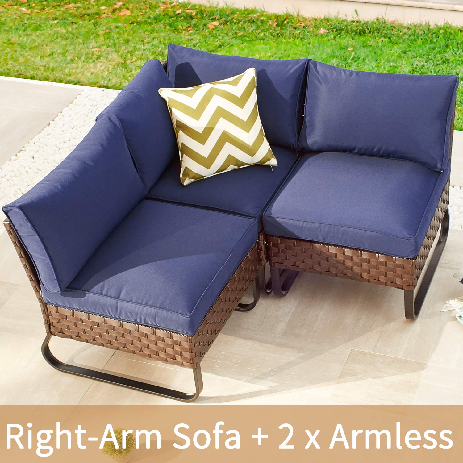 Romayard 4-Piece U-Leg Patio Conversation Set - All-Weather Outdoor Sectional Sofa for Backyard, Garden, and Poolside Relaxation