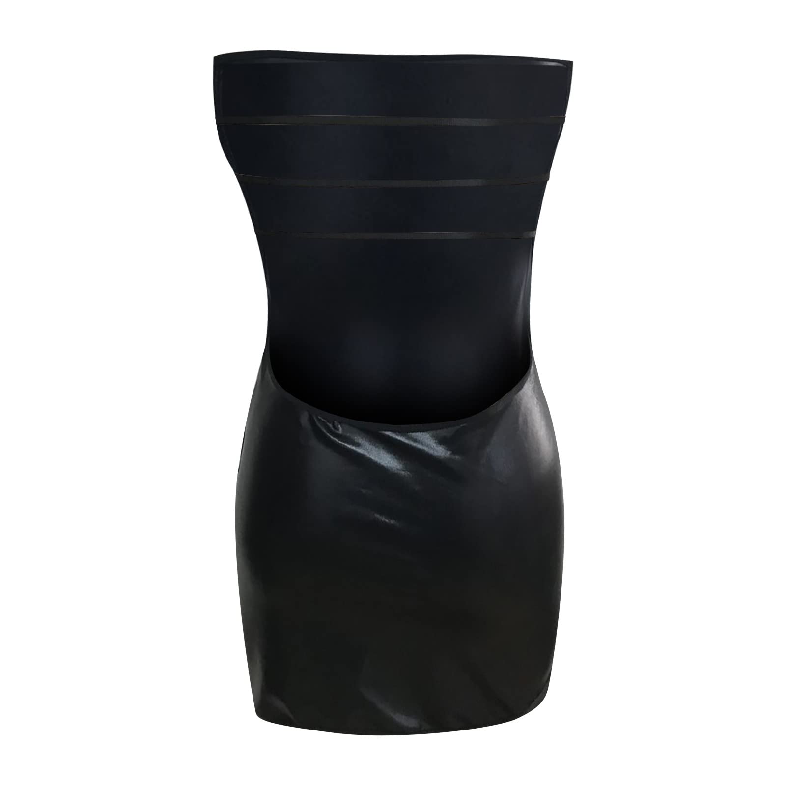 Sexy Leather Bodysuit for Women - Backless Bodycon Leotard Catsuit Clubwear Mini Dress | Perfect for Naughty Play, Date Night & Boudoir Photography