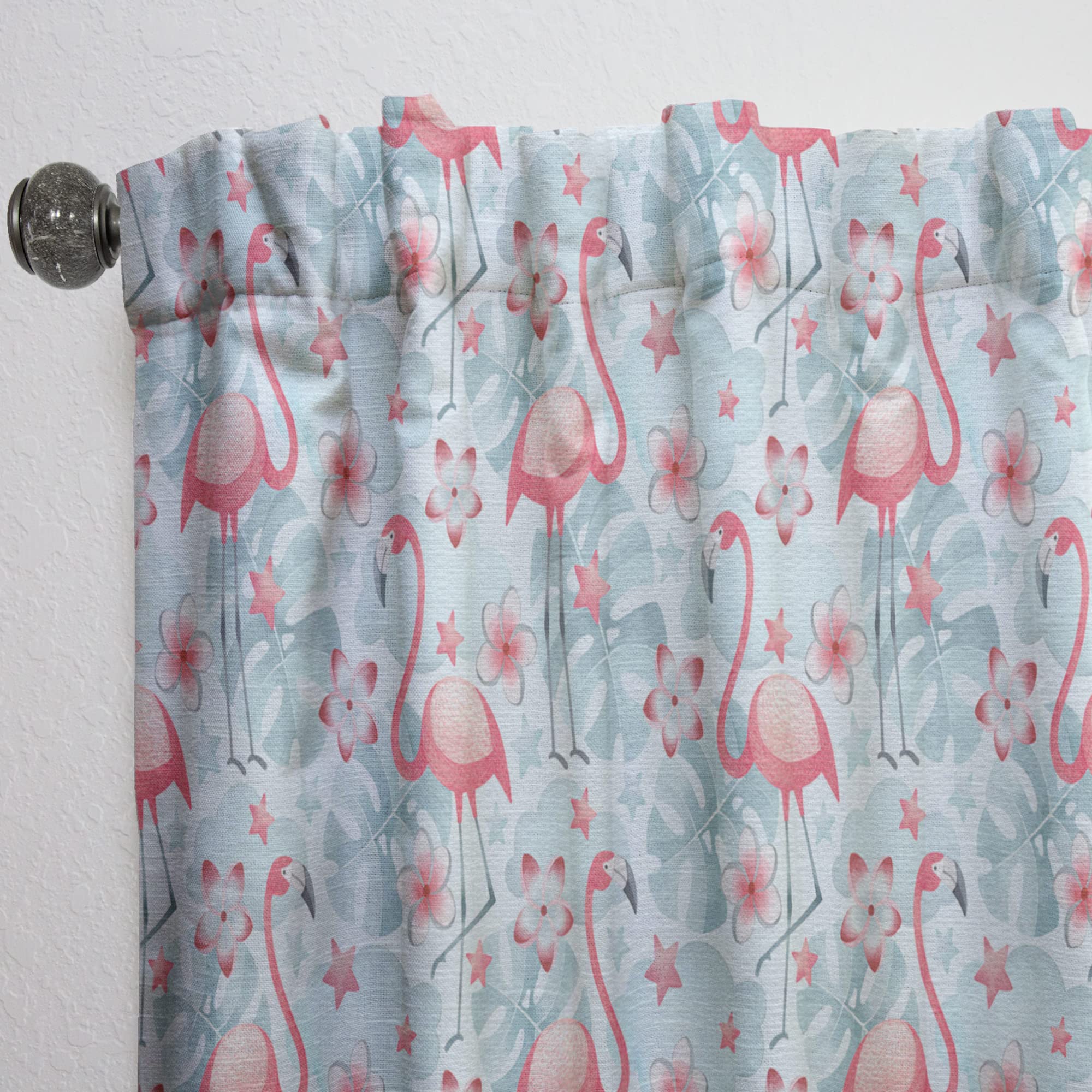 DesignQ Thermal Insulated Curtains - Tropical Botanicals, Flowers & Flamingo III - Single Panel 52x120 - Blackout Drapes for Bedroom & Living Room - Perfect for Home Decor & Sun Protection
