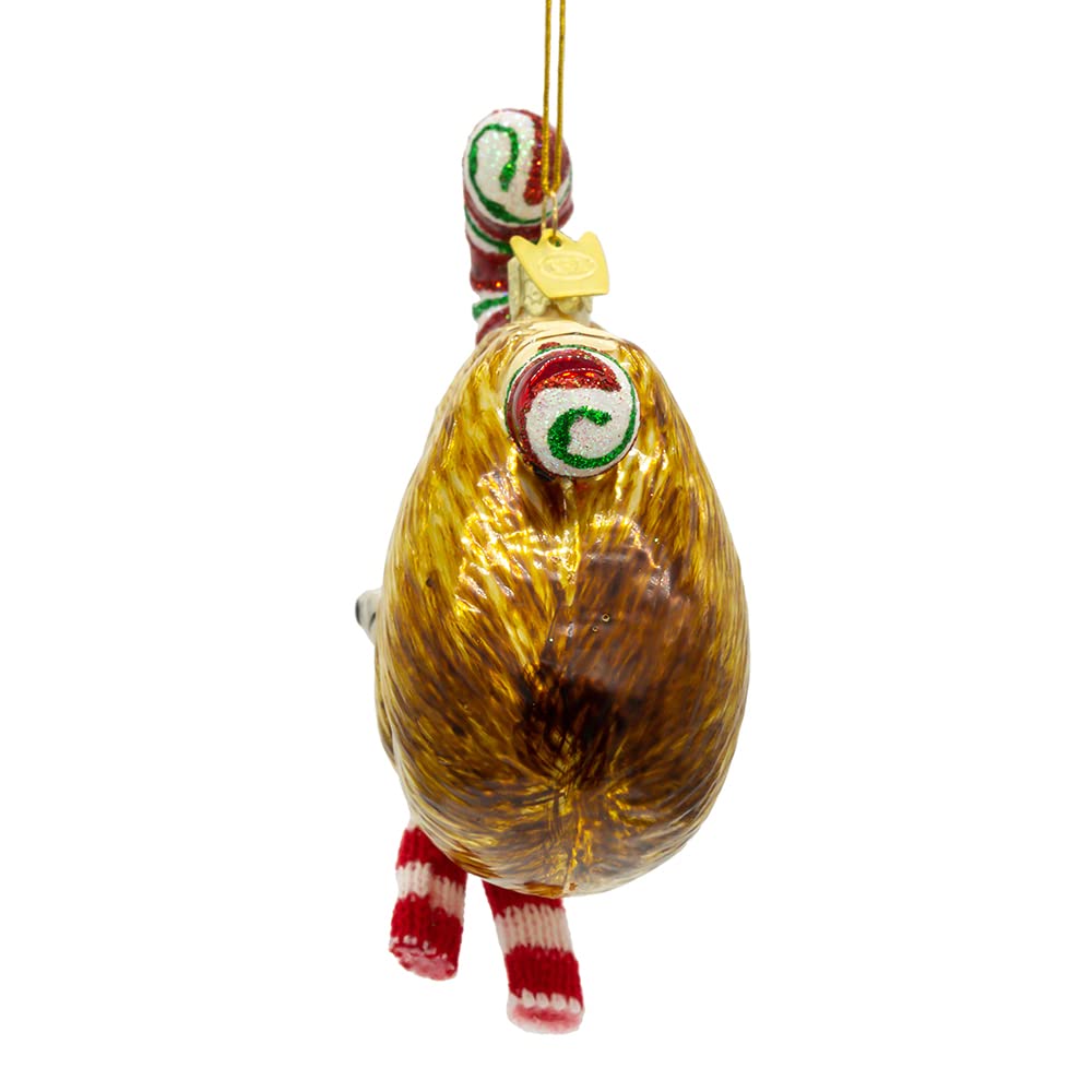 Noble Gems™ Glass Sloth Christmas Ornament with Candy Cane - Handmade Holiday Decor for Tree, Gift, and Festive Home Decorations