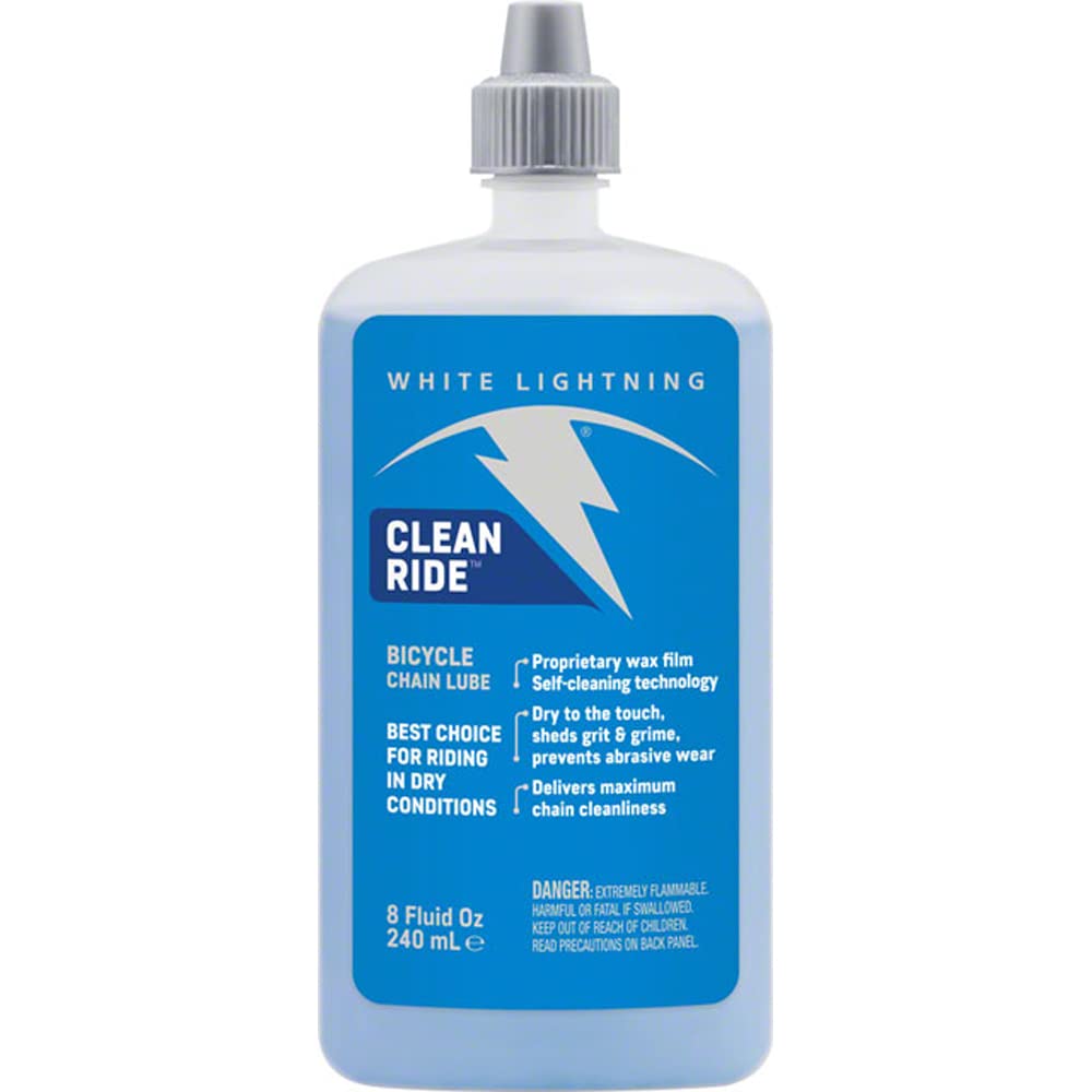 White Lightning Clean Ride Self-Cleaning Bike Chain Lubricant Wax - 8 oz Bottle for Smooth, Quiet Cycling - Perfect for Road Bikes, Mountain Bikes & Commuting