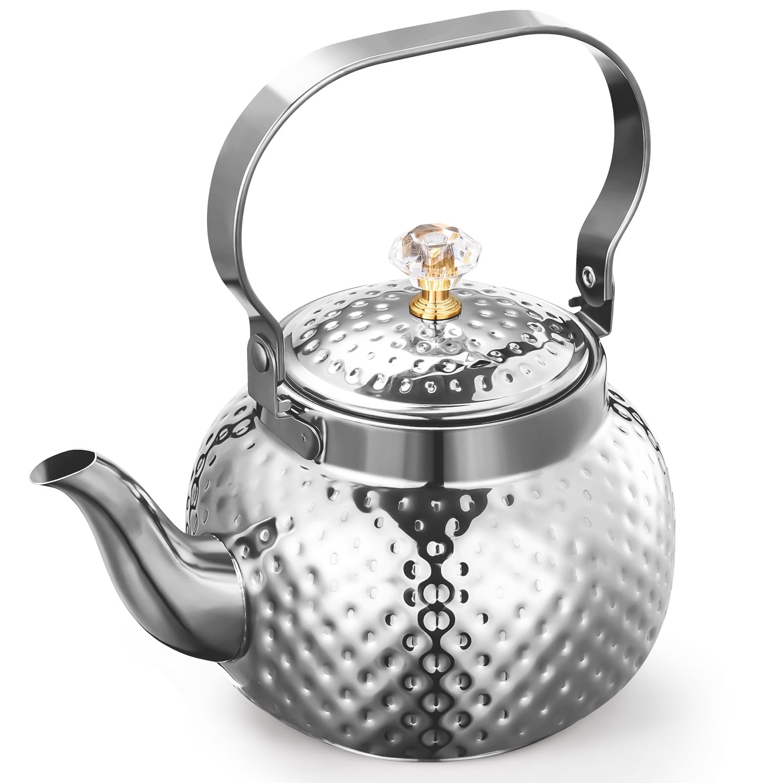 40oz Stainless Steel Teapot with Removable Infuser - 1200ml Coffee & Tea Maker for Loose Leaf or Tea Bags (Silver) - Ideal for Home, Office, and Tea Party Use